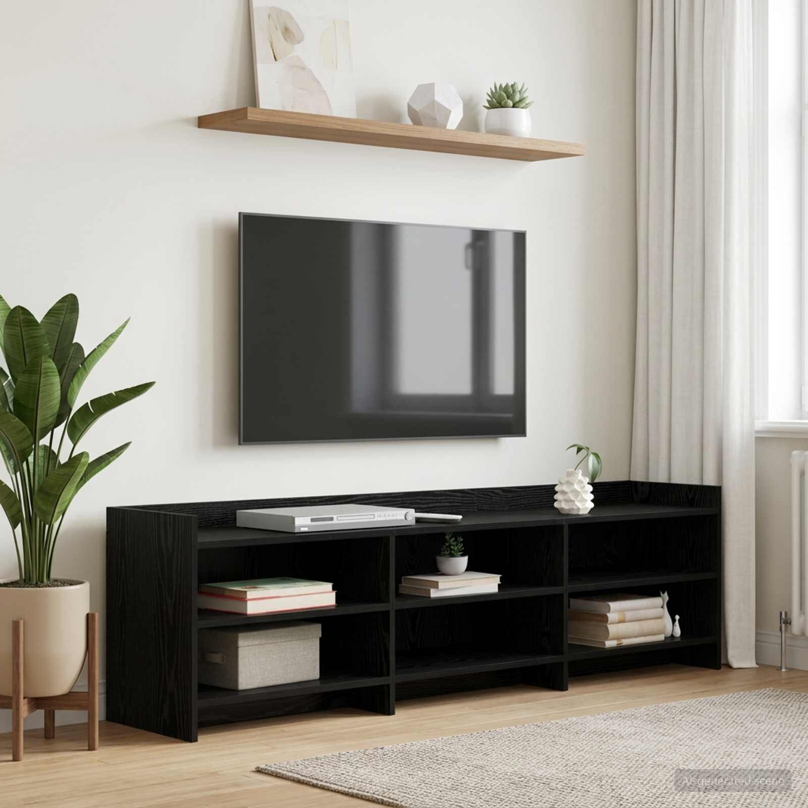 vidaXL ТВ шкаф 168 x 33 x 47 см Черен дъб Инженерна дървесина