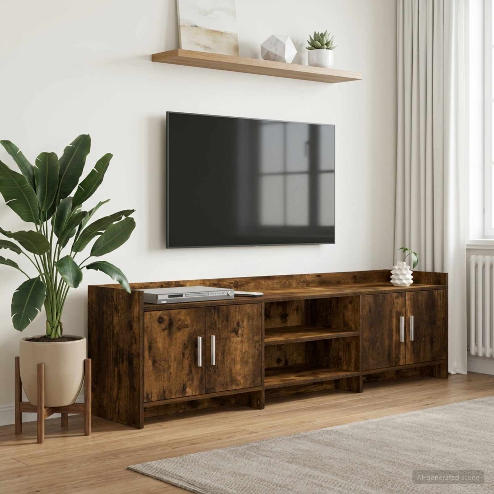 vidaXL ТВ шкаф 168 x 33 x 47 см Опушен дъб Инженерна дървесина
