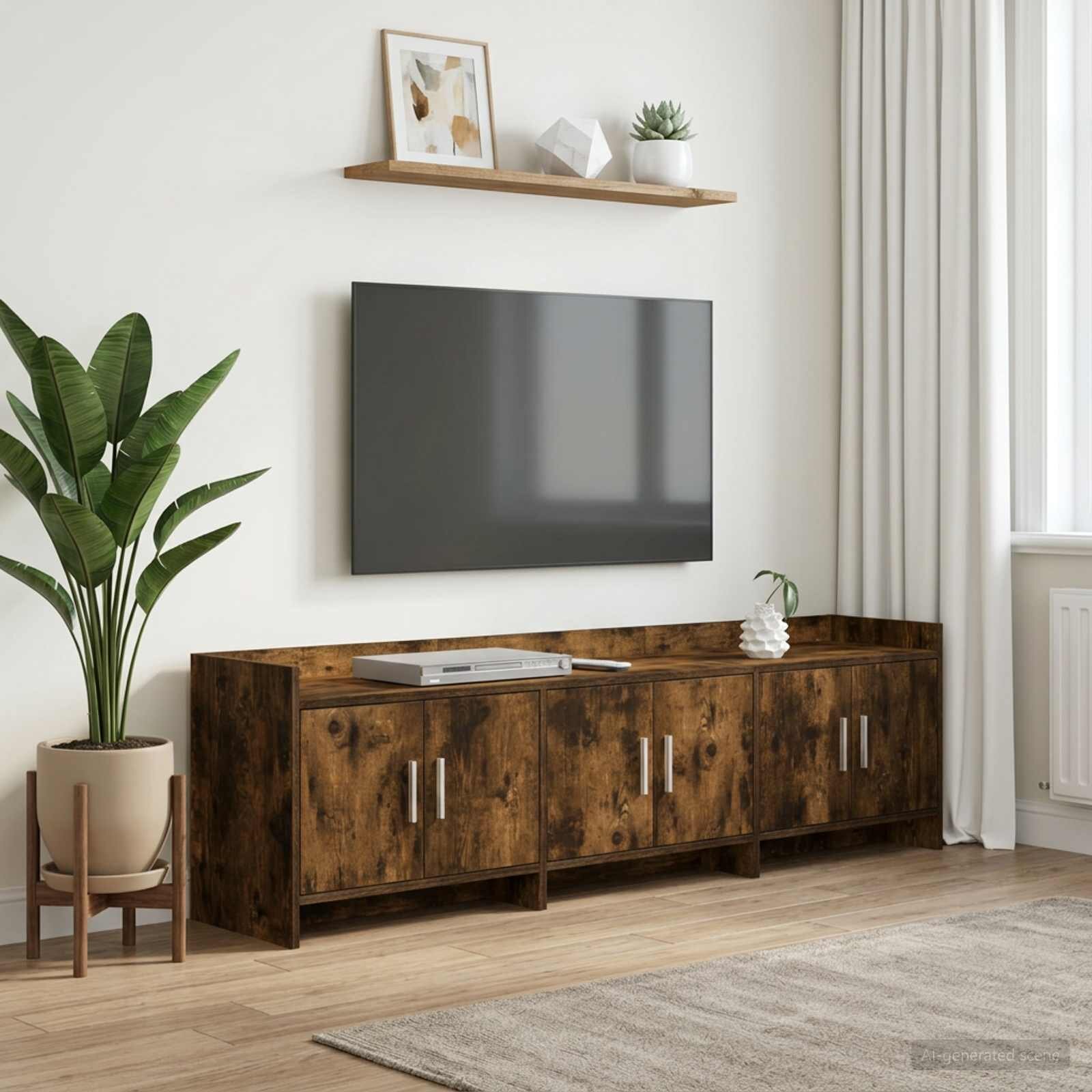 vidaXL ТВ шкаф 168 x 33 x 47 см Опушен дъб Инженерна дървесина