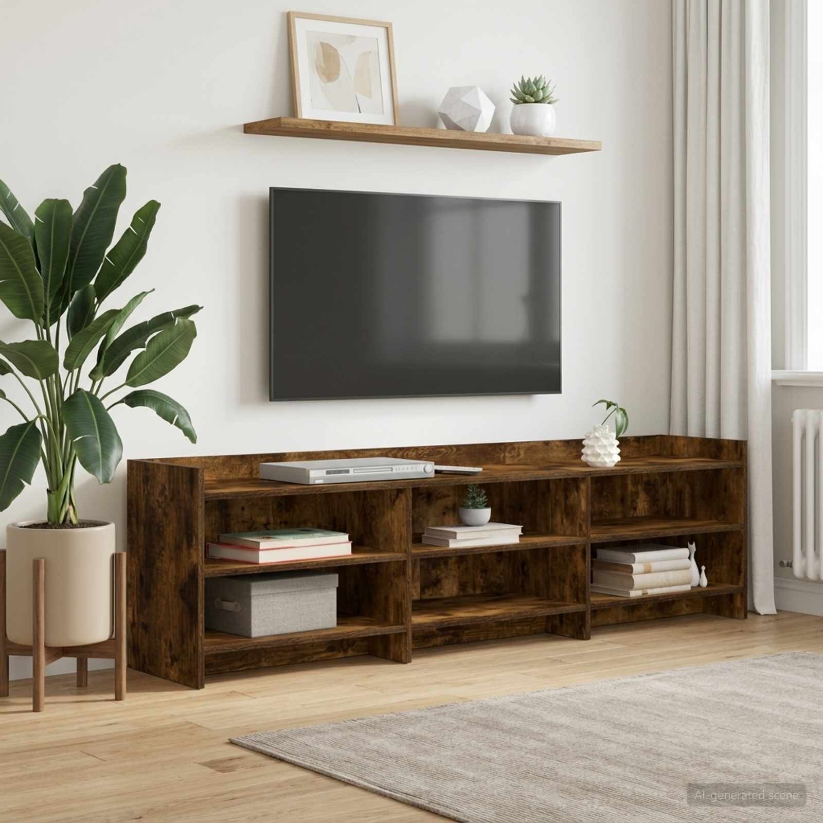 vidaXL ТВ шкаф 168 x 33 x 47 см Опушен дъб Инженерна дървесина