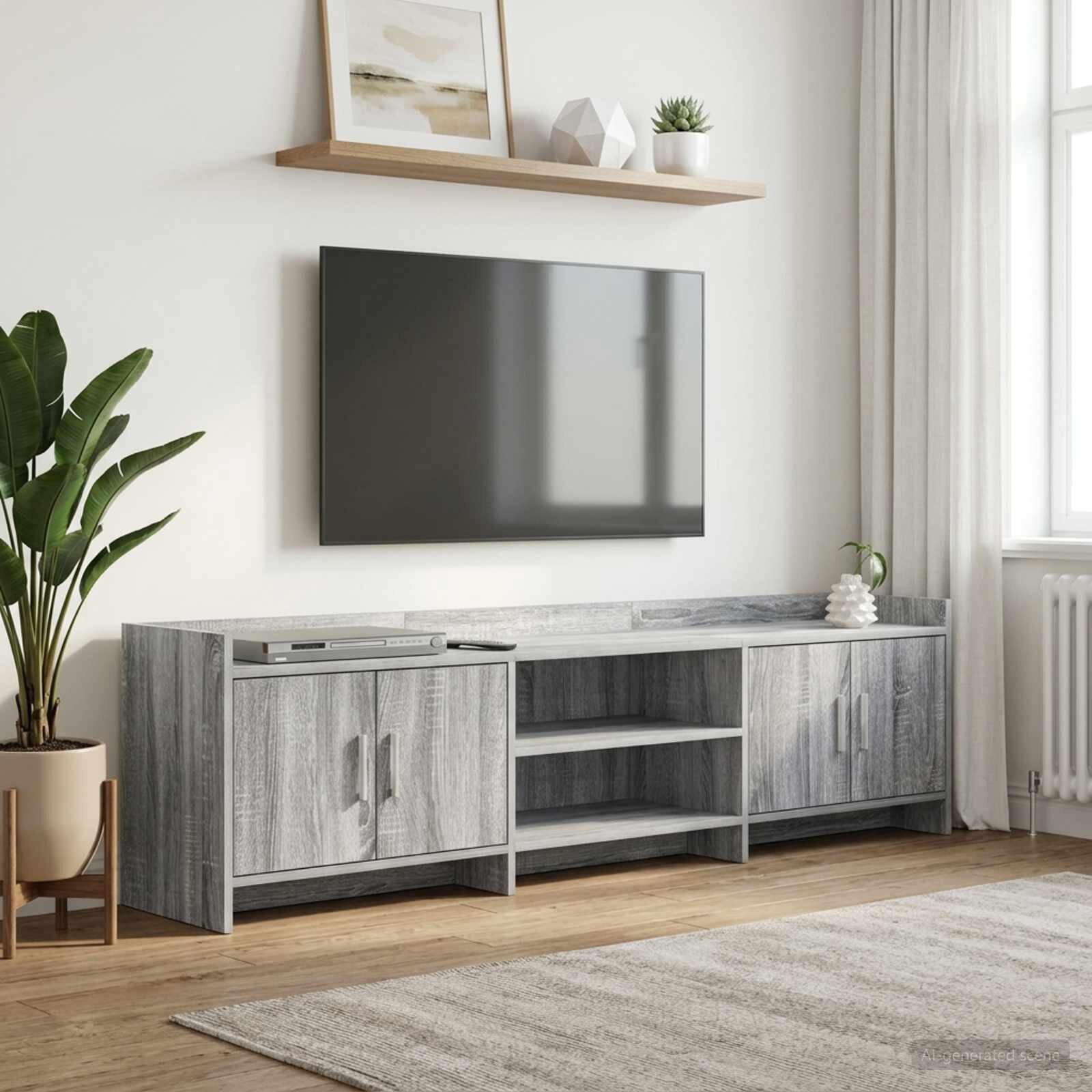 vidaXL ТВ шкаф 168 x 33 x 47 см Сив Сонома Инженерна дървесина