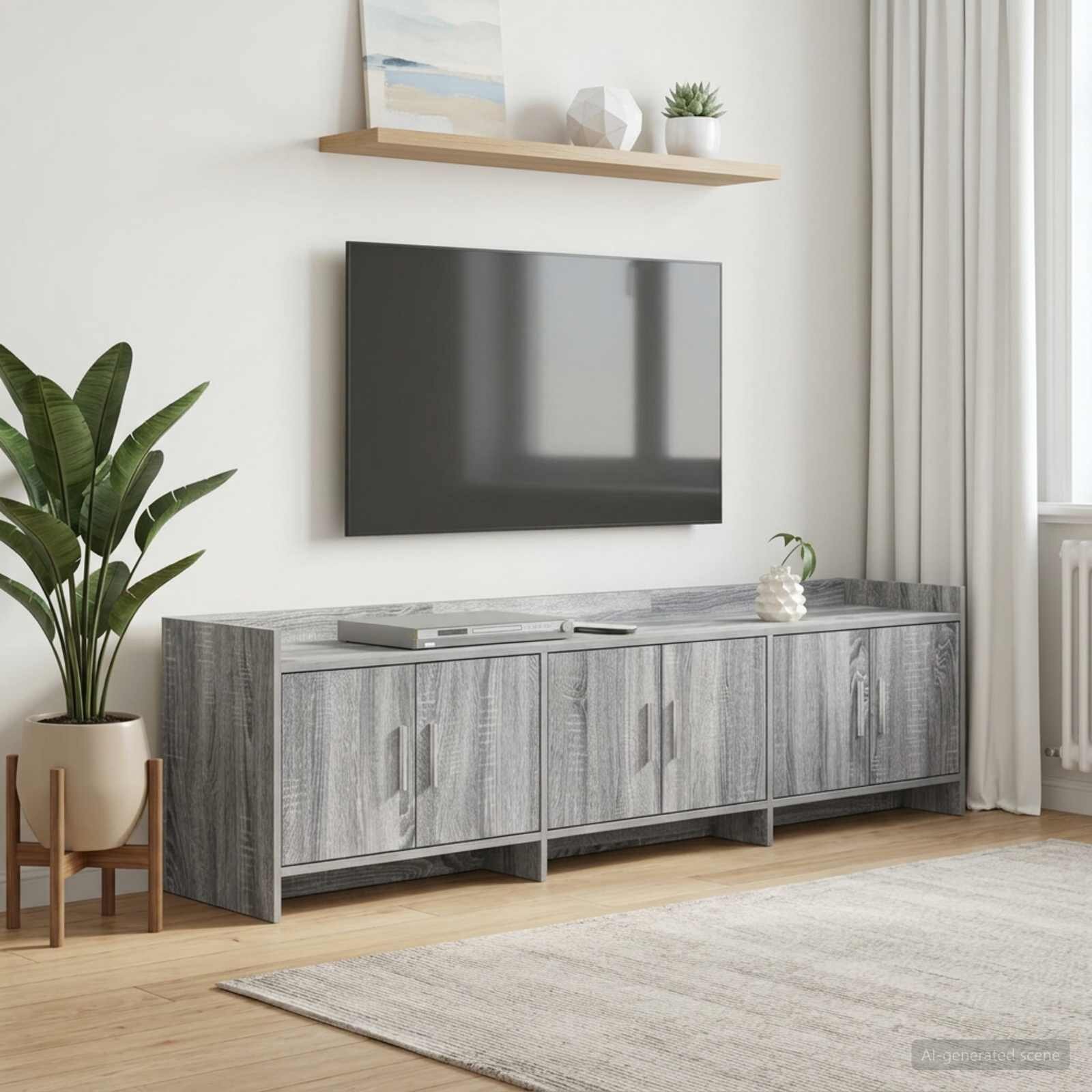 vidaXL ТВ шкаф 168 x 33 x 47 см Сив Сонома Инженерна дървесина