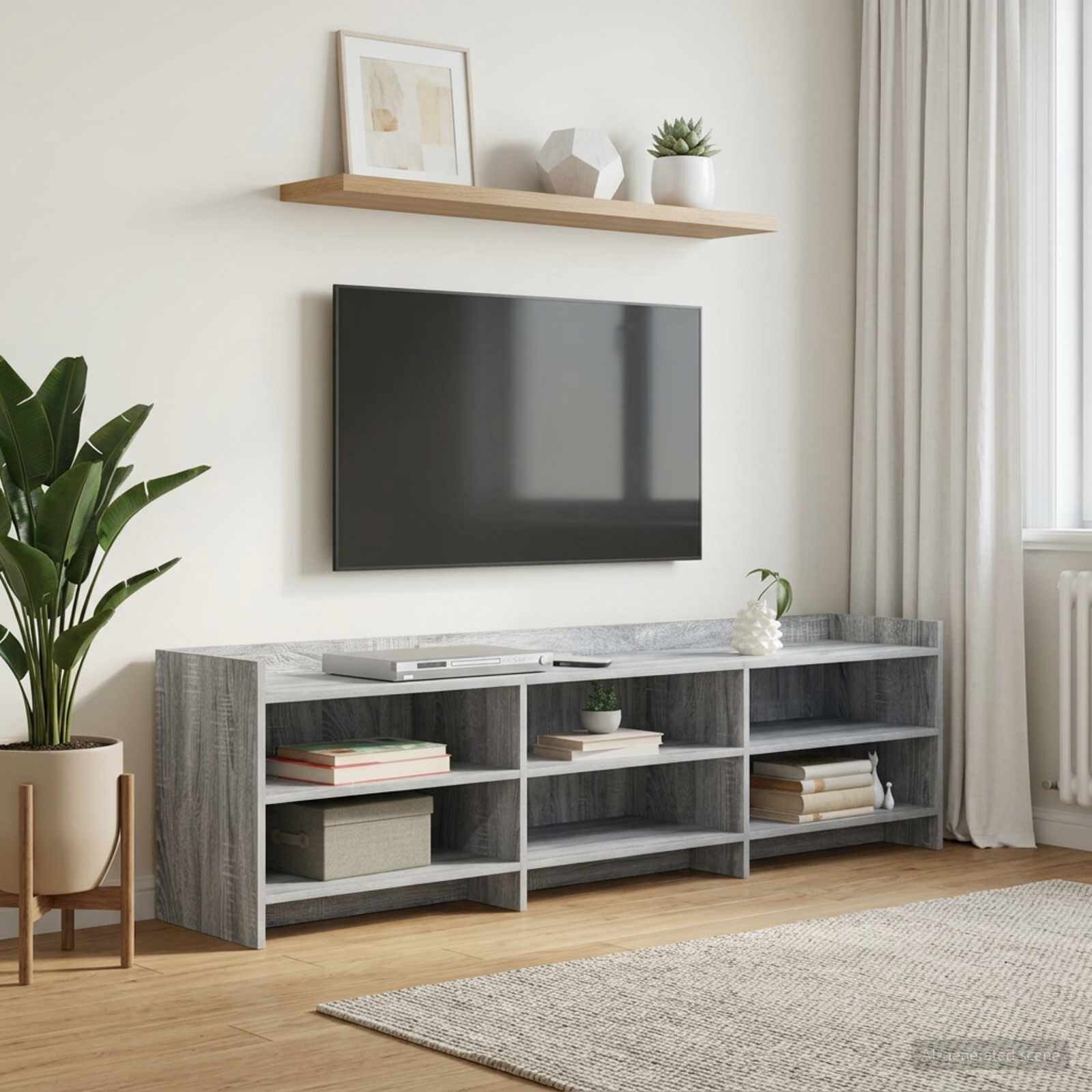 vidaXL ТВ шкаф 168 x 33 x 47 см Сив Сонома Инженерна дървесина