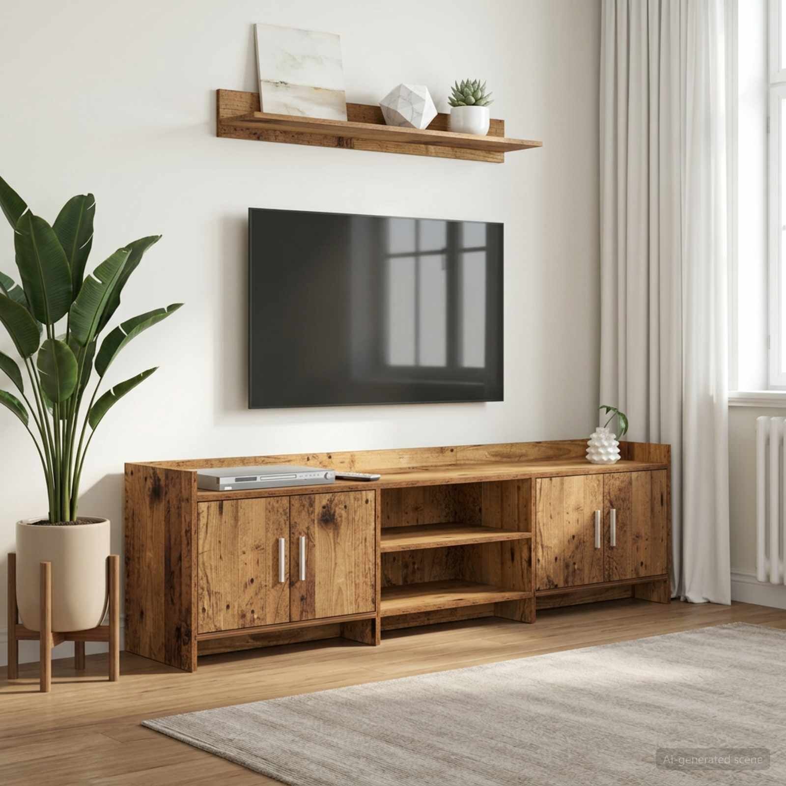 vidaXL ТВ шкаф 168 x 33 x 47 см Старо дърво Инженерна дървесина
