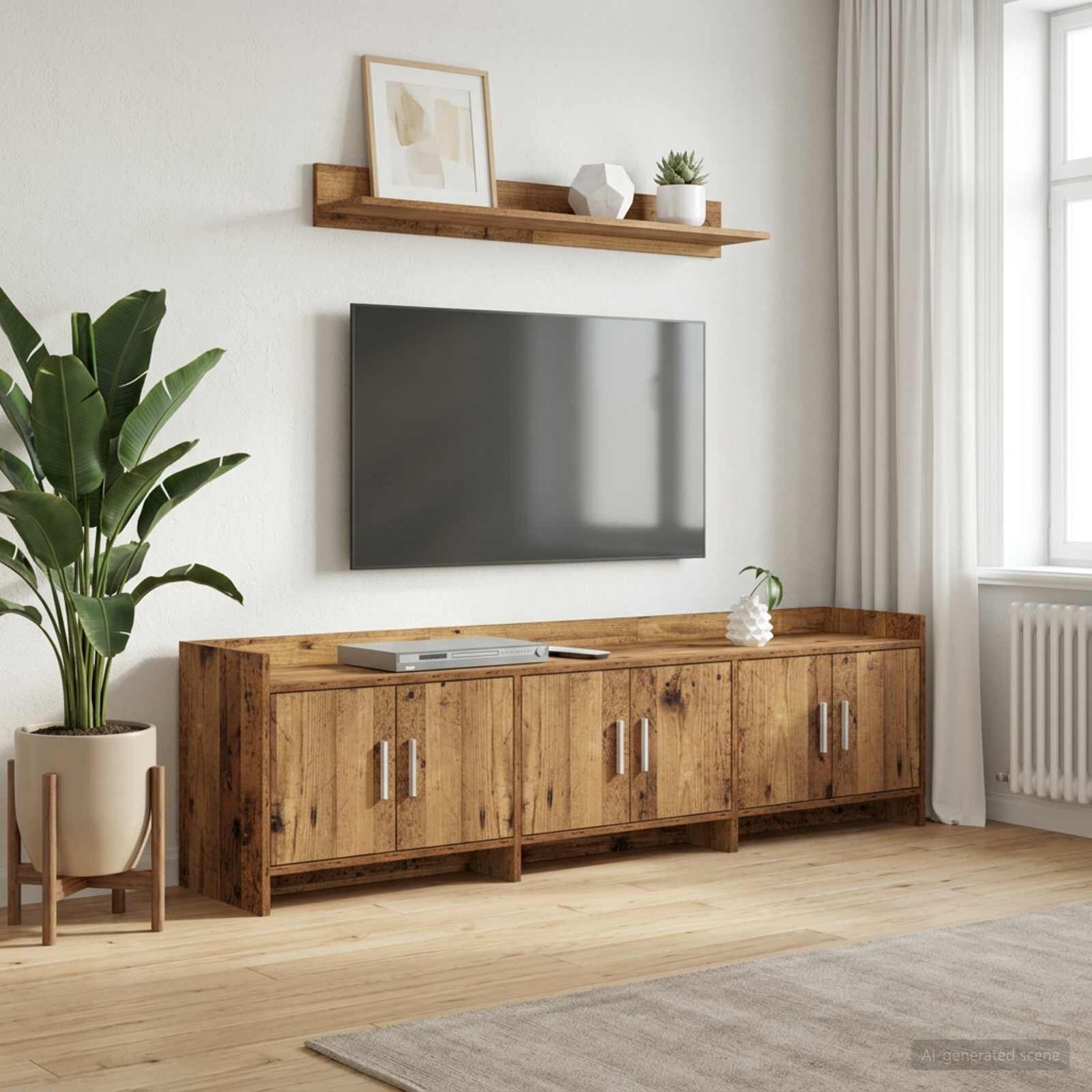 vidaXL ТВ шкаф 168 x 33 x 47 см Старо дърво Инженерна дървесина