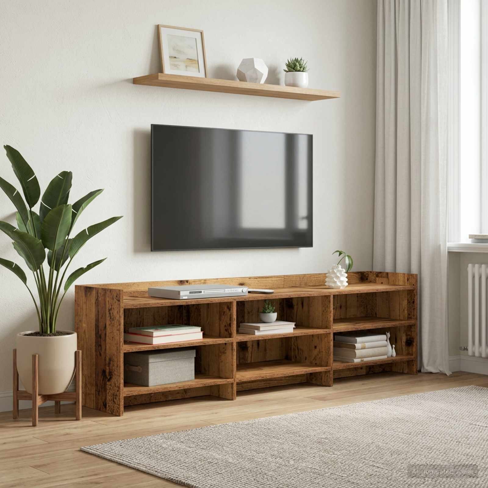 vidaXL ТВ шкаф 168 x 33 x 47 см Старо дърво Инженерна дървесина