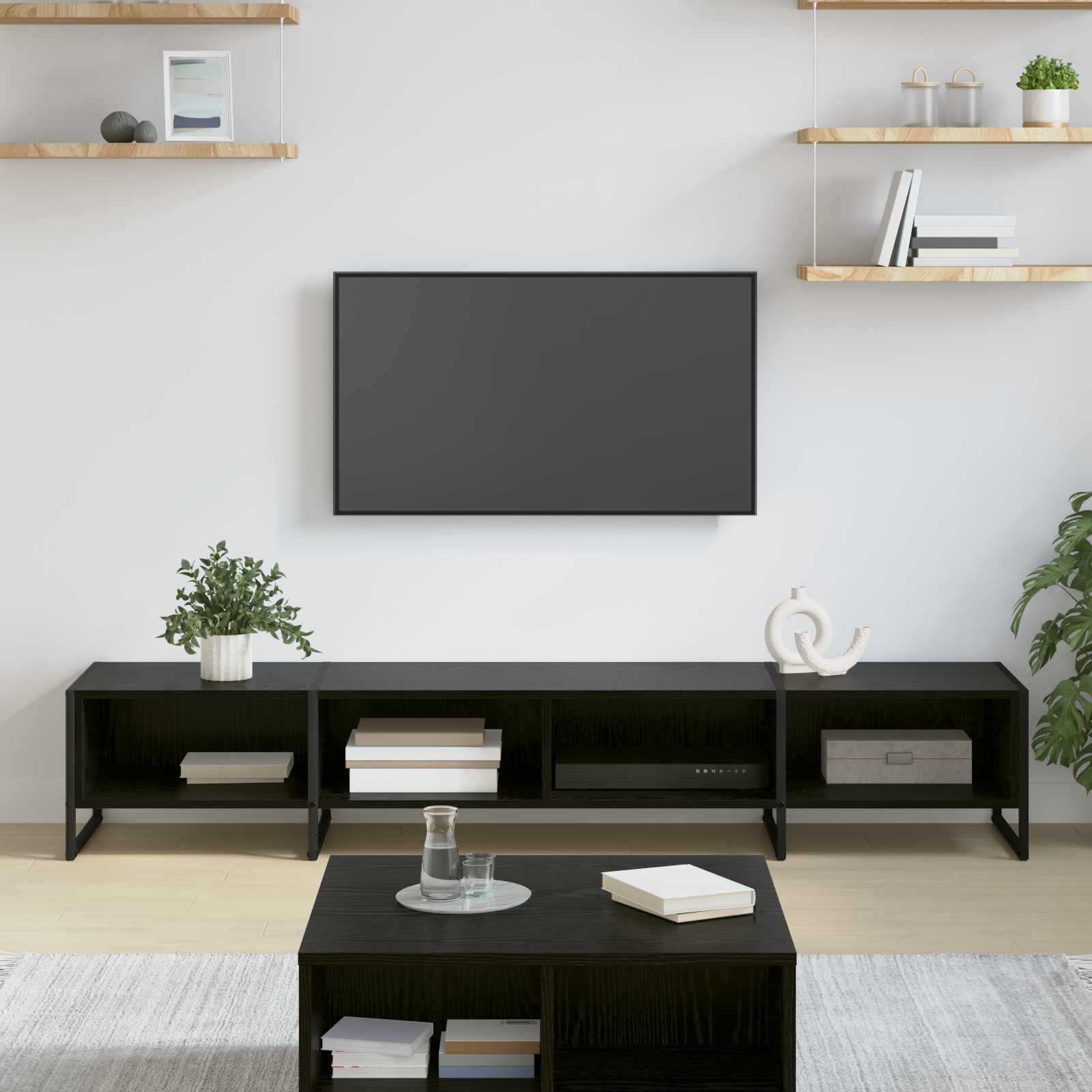 vidaXL ТВ шкаф 170.5 x 36 x 30.5 см Черния дъб Инженерна дървесина