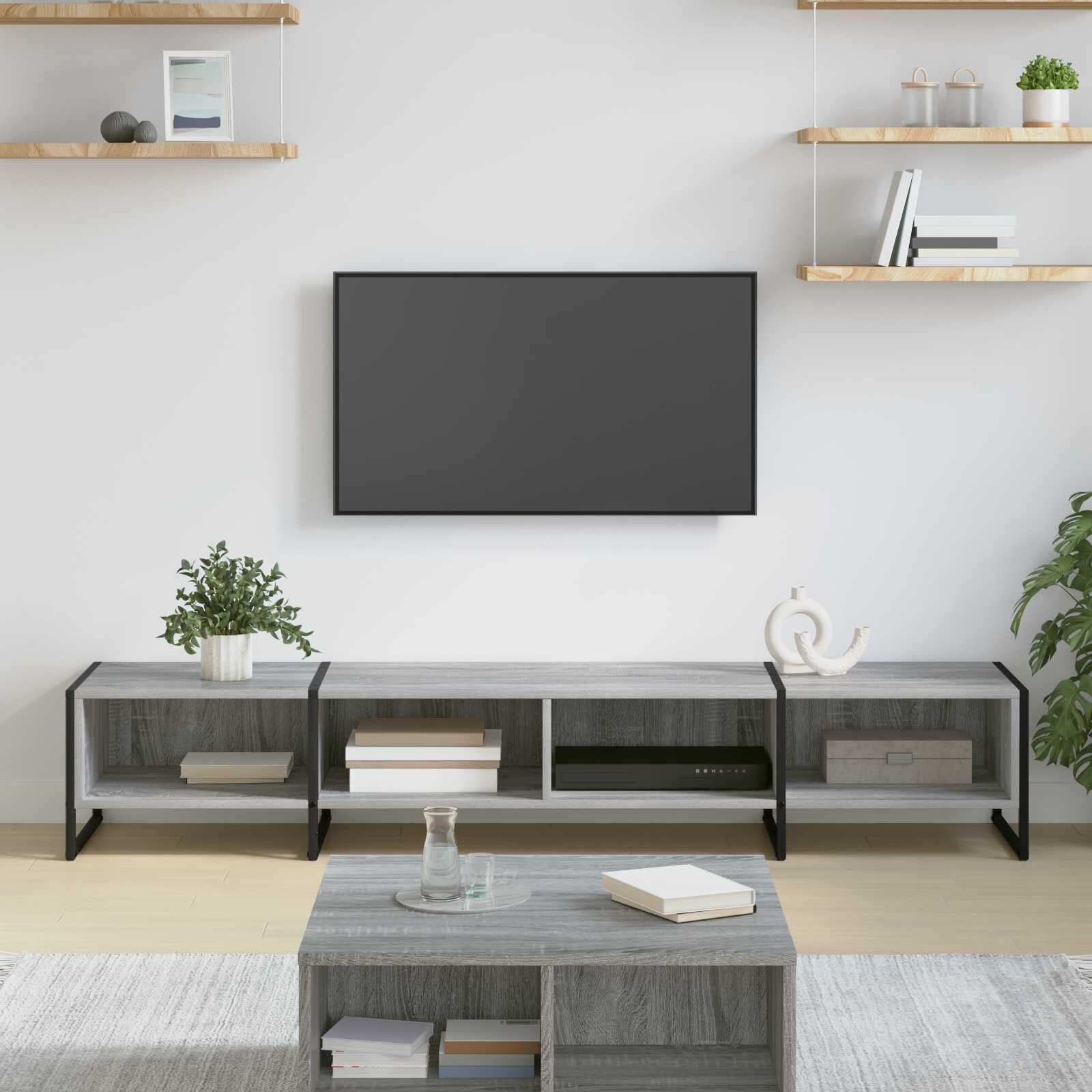 vidaXL ТВ шкаф 170.5 x 36 x 30.5 см Сив Сонома Инженерна дървесина