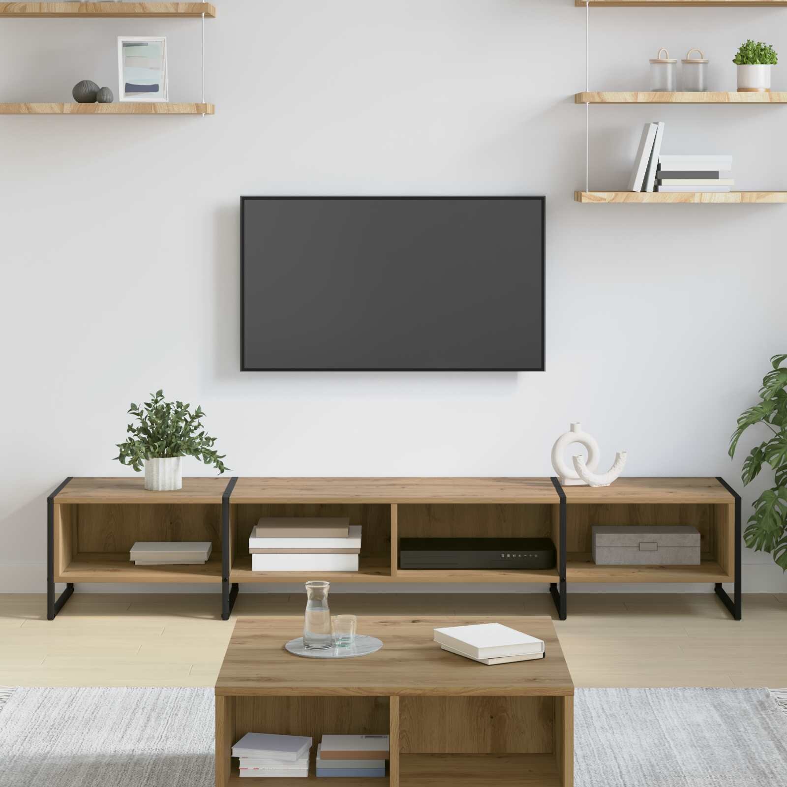 vidaXL ТВ шкаф 1705 x 36 x 30 cm Дъб артизан Инженерна дървесина