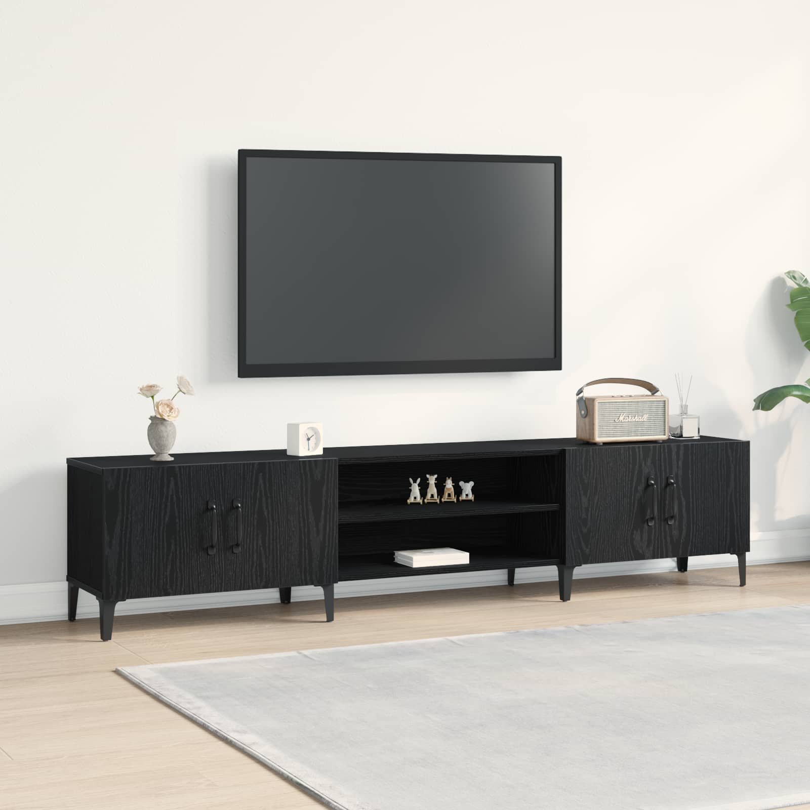 vidaXL ТВ шкаф 180 x 315 x 40 см Черния дъб Инженерна дървесина