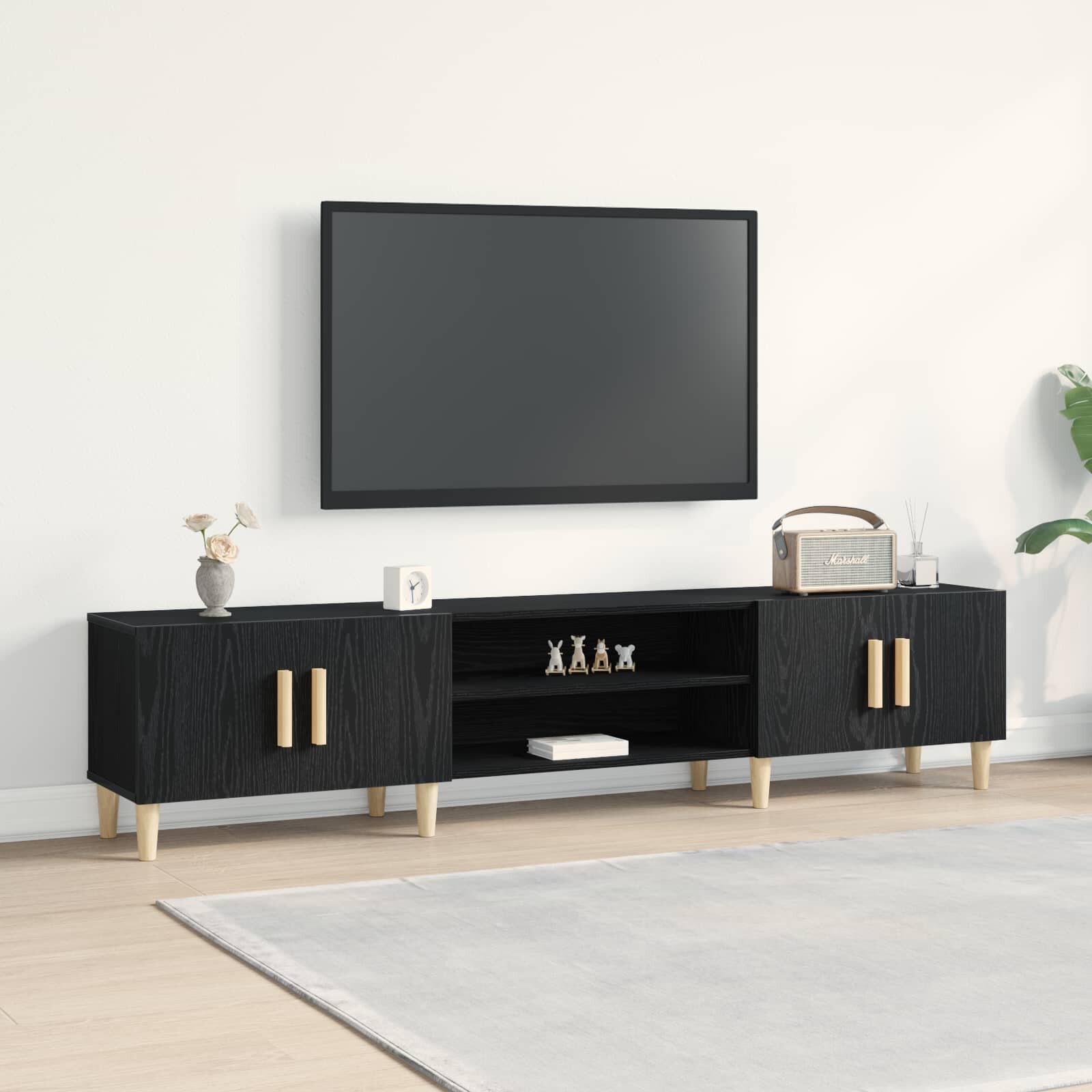 vidaXL ТВ шкаф 180 x 315 x 40 см Черния дъб Инженерна дървесина
