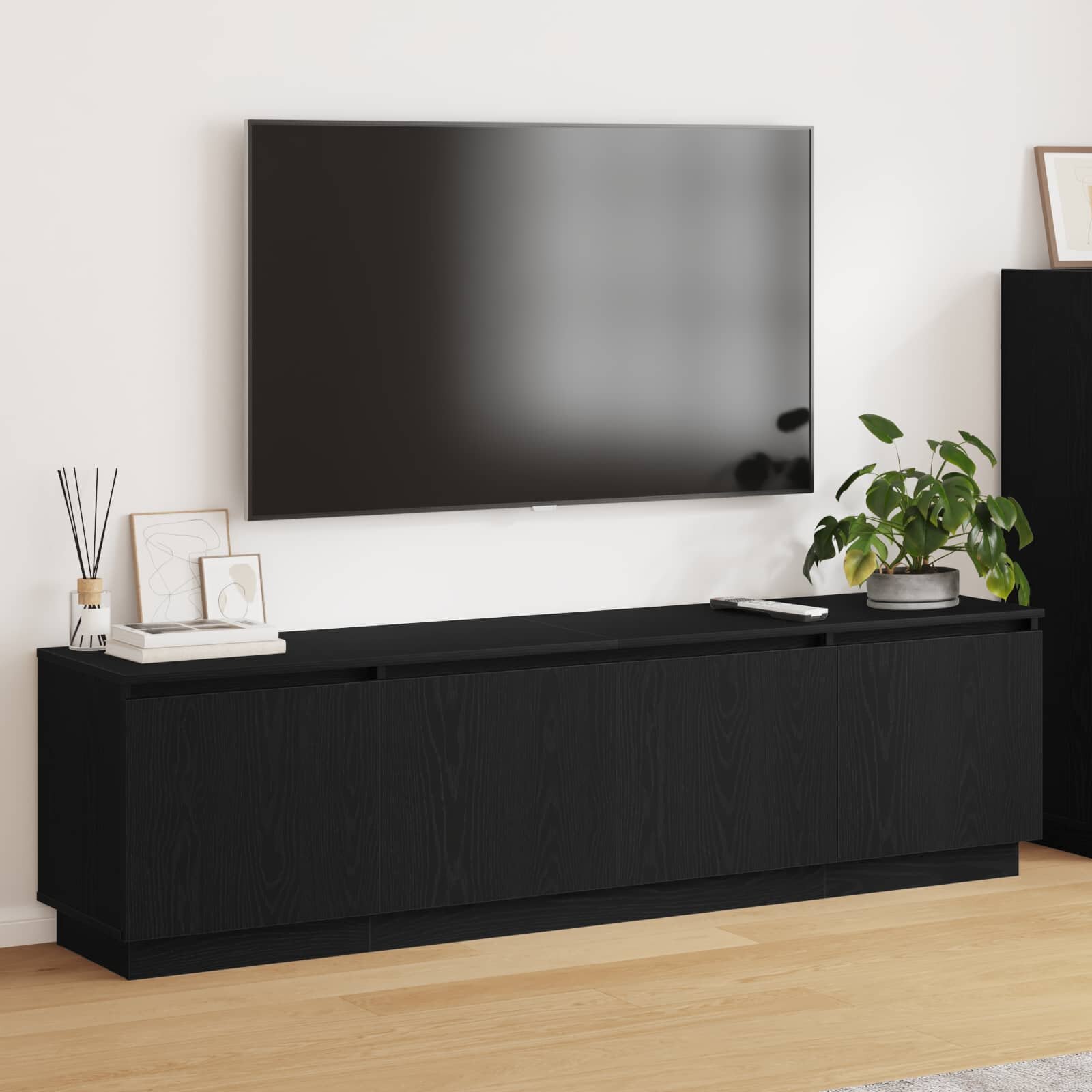 vidaXL ТВ шкаф 180 x 38 x 49 см Черния дъб Инженерна дървесина