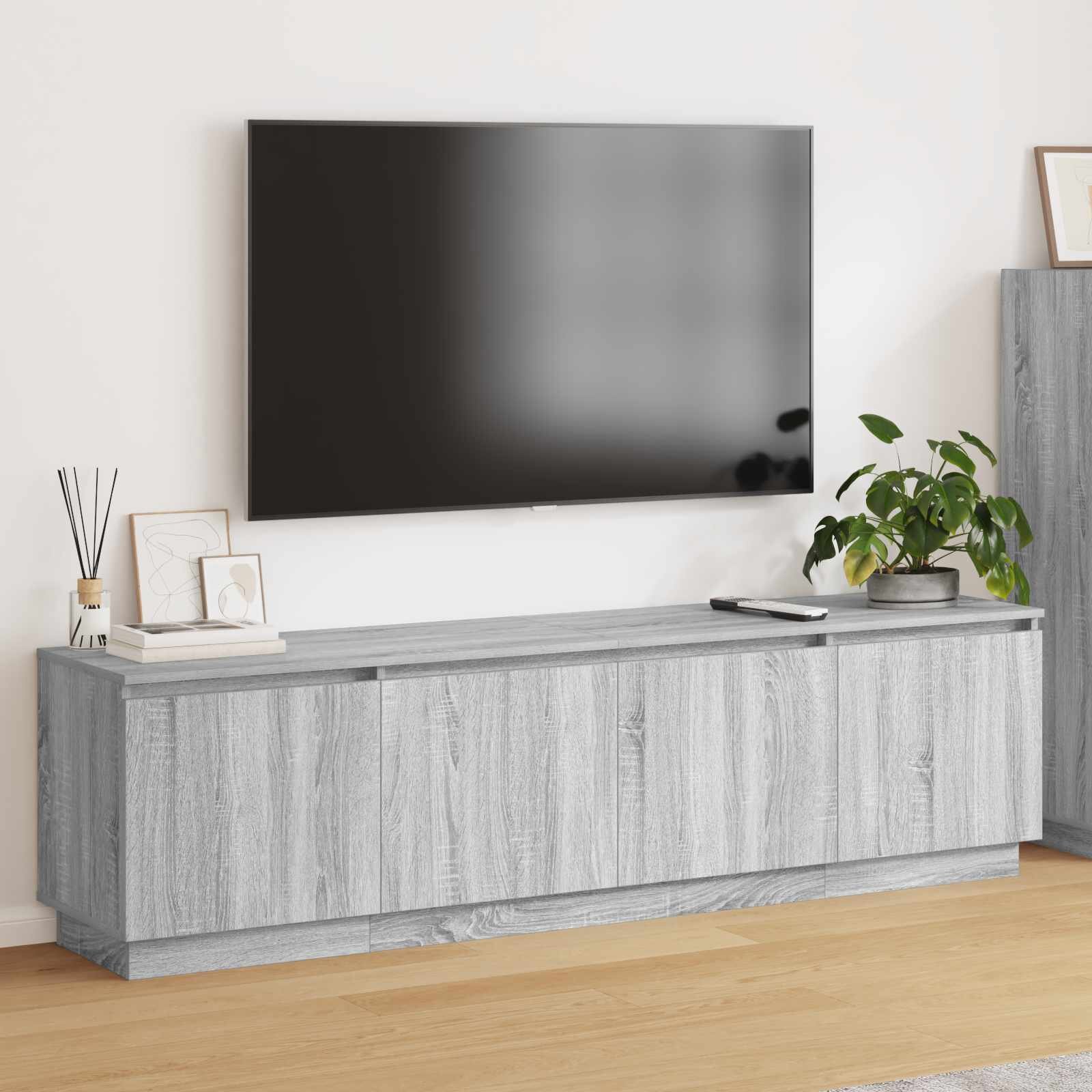 vidaXL ТВ шкаф 180 x 38 x 49 см Сив Сонома Инженерна дървесина