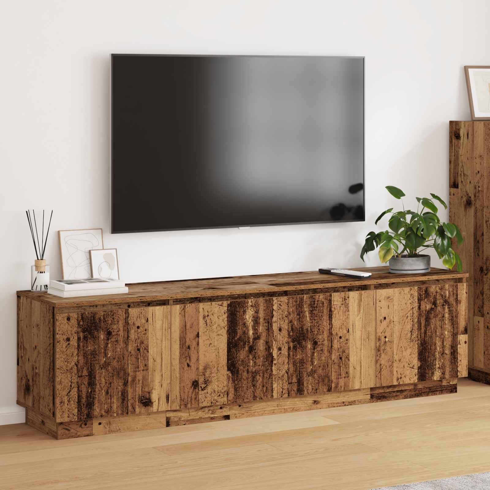 vidaXL ТВ шкаф 180 x 38 x 49 см Старо дърво Инженерна дървесина