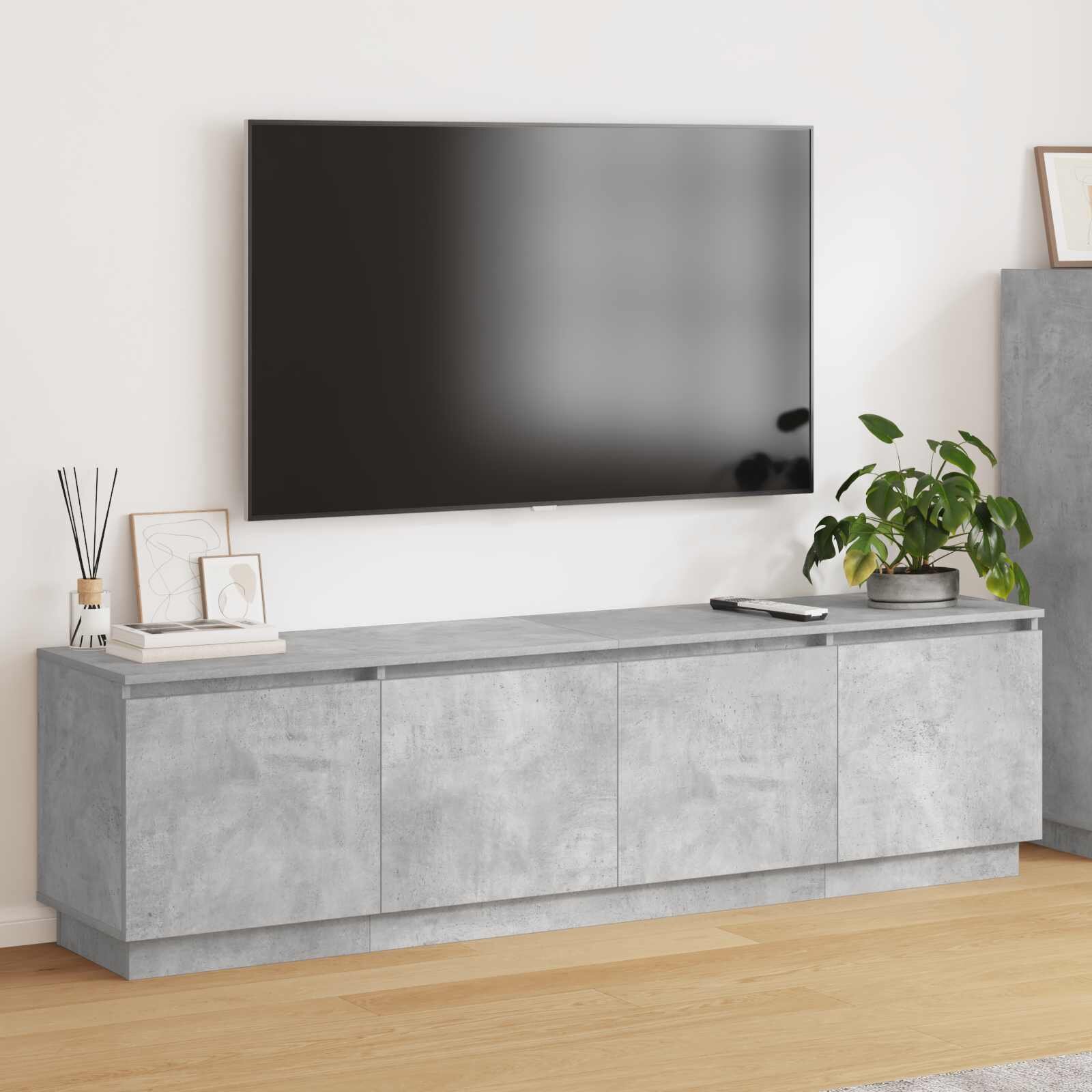 vidaXL ТВ шкаф 180 x 38 x 49 см Циментено сиво Инженерна дървесина