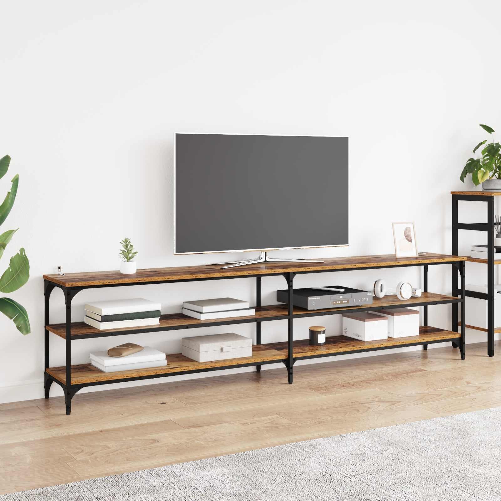 vidaXL ТВ шкаф 200 x 30 x 50 cm Старо дърво