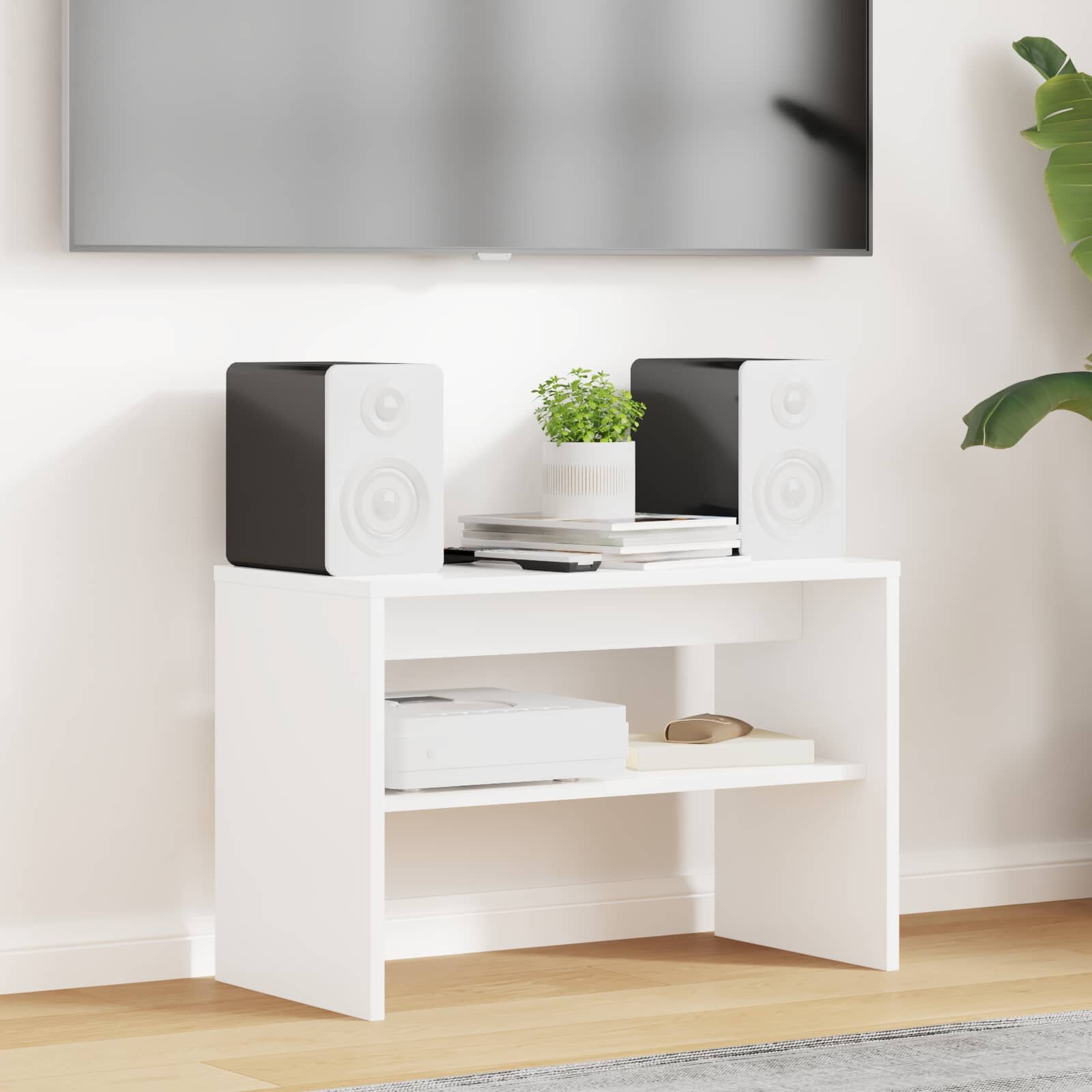 vidaXL ТВ шкаф 60 x 30 x 40 см Бяло Инженерна дървесина