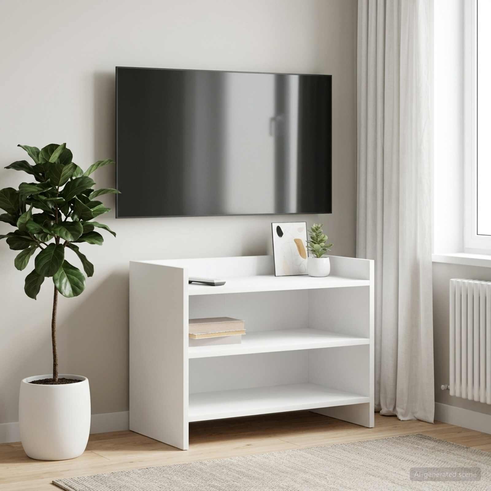 vidaXL ТВ шкаф 60 x 33 x 47 см Бяло Инженерна дървесина