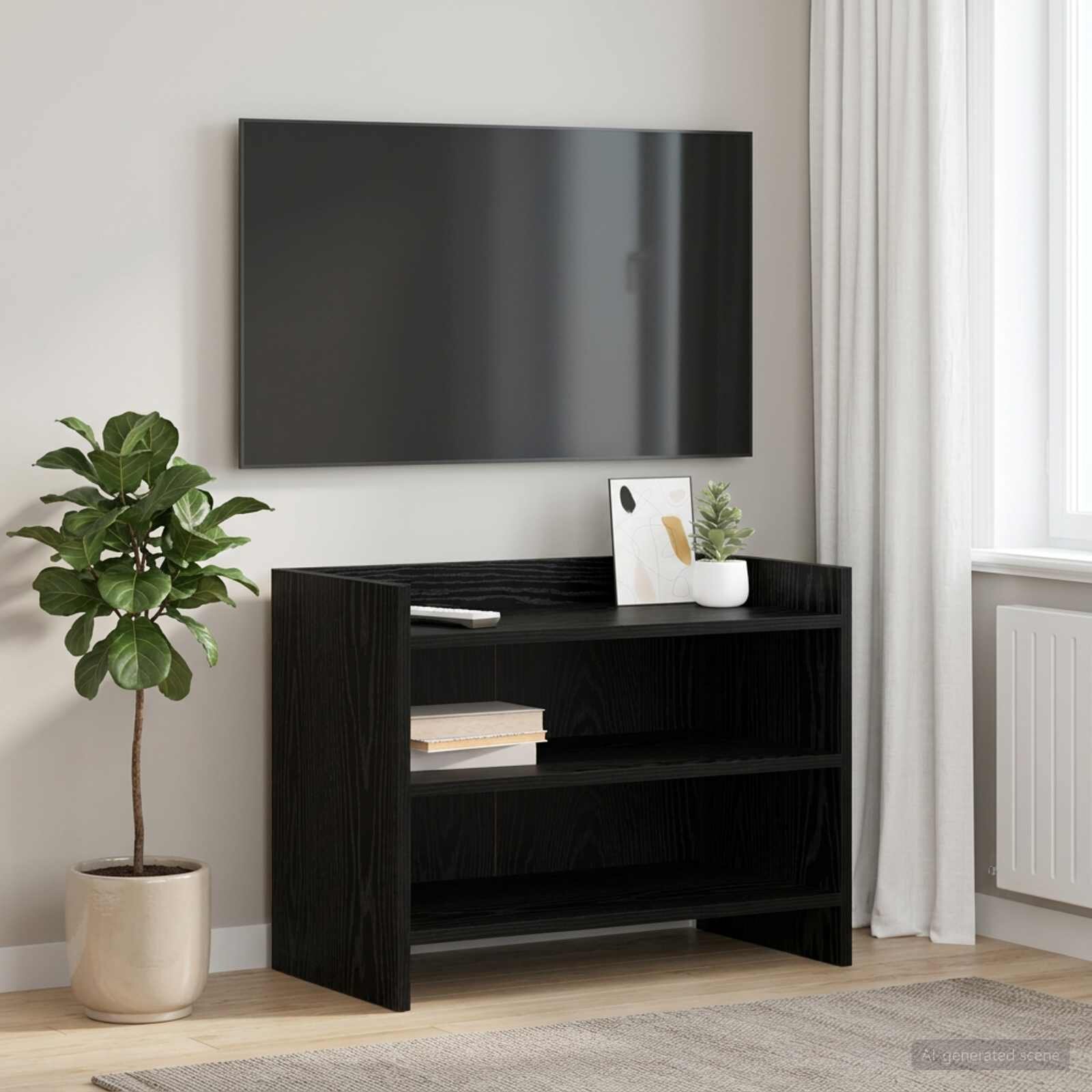 vidaXL ТВ шкаф 60 x 33 x 47 см Черен дъб Инженерна дървесина