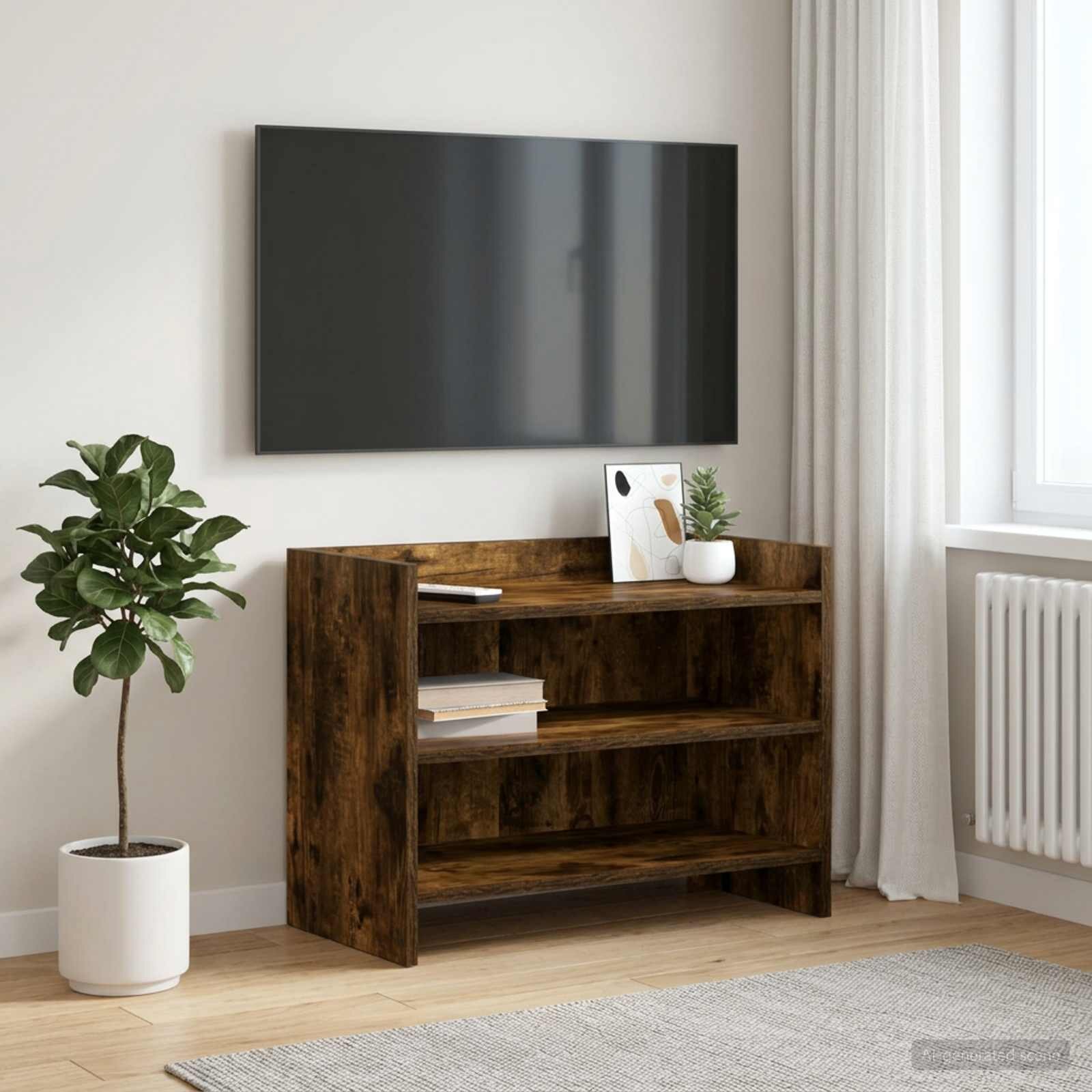 vidaXL ТВ шкаф 60 x 33 x 47 см Опушен дъб Инженерна дървесина