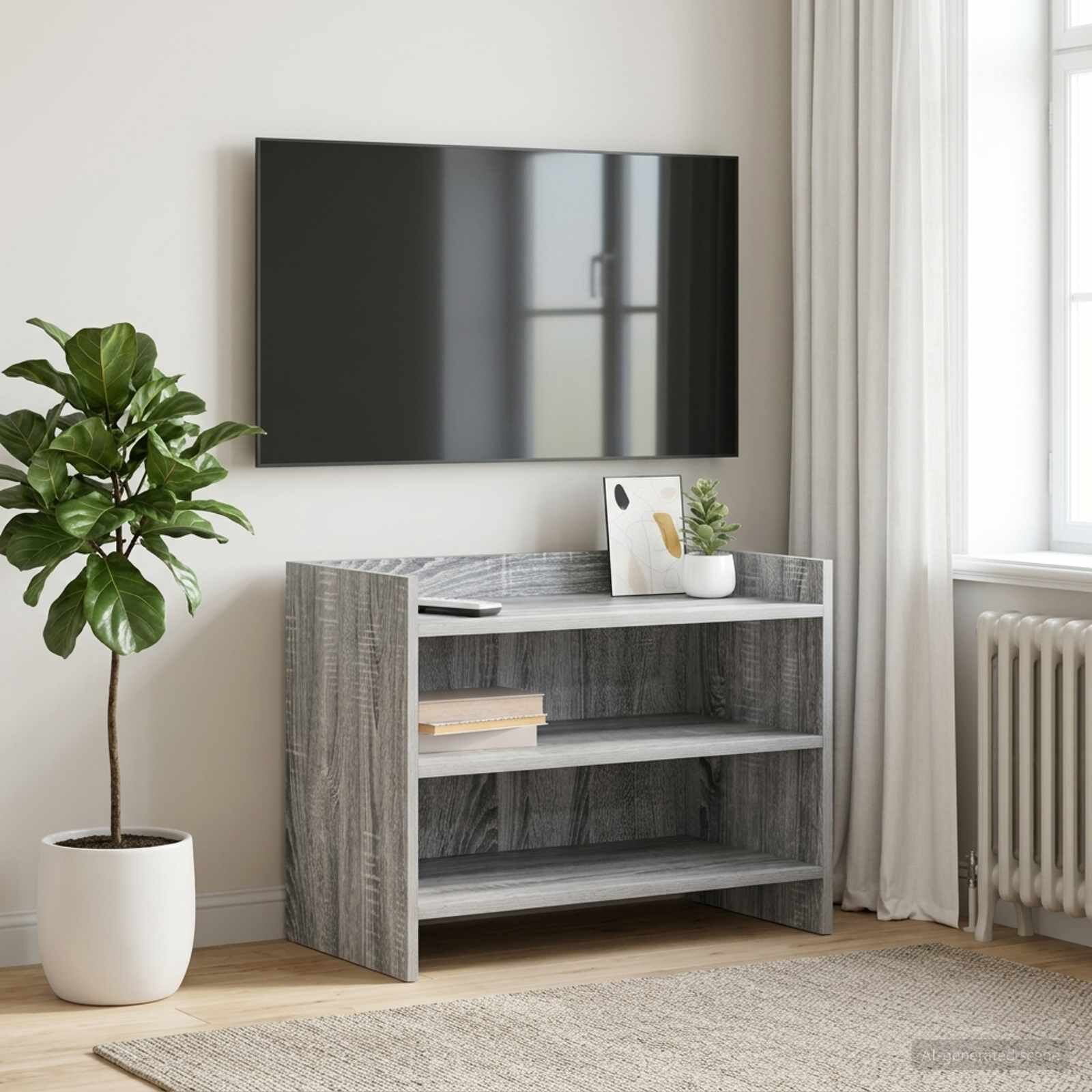 vidaXL ТВ шкаф 60 x 33 x 47 см Сив Сонома Инженерна дървесина