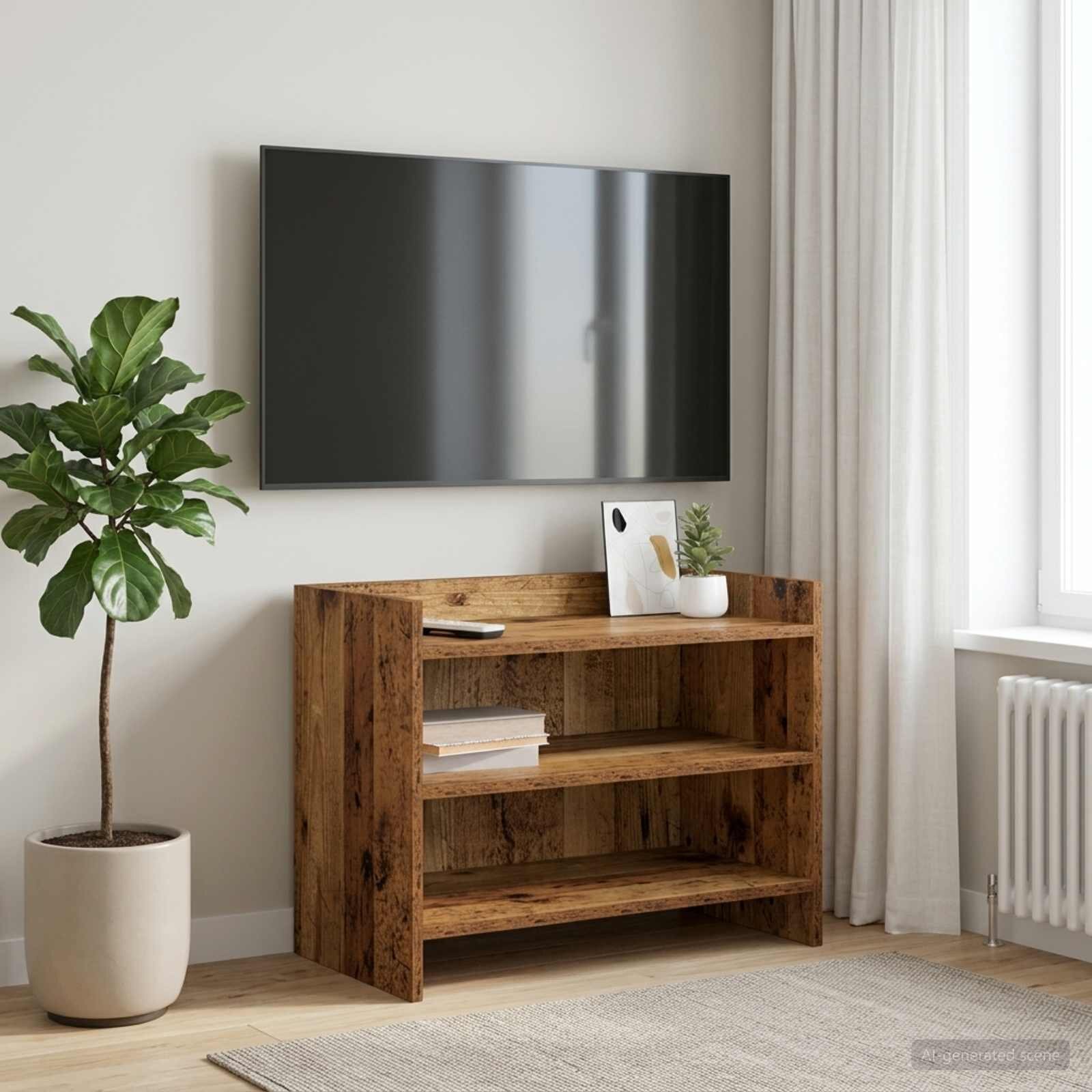 vidaXL ТВ шкаф 60 x 33 x 47 см Старо дърво Инженерна дървесина