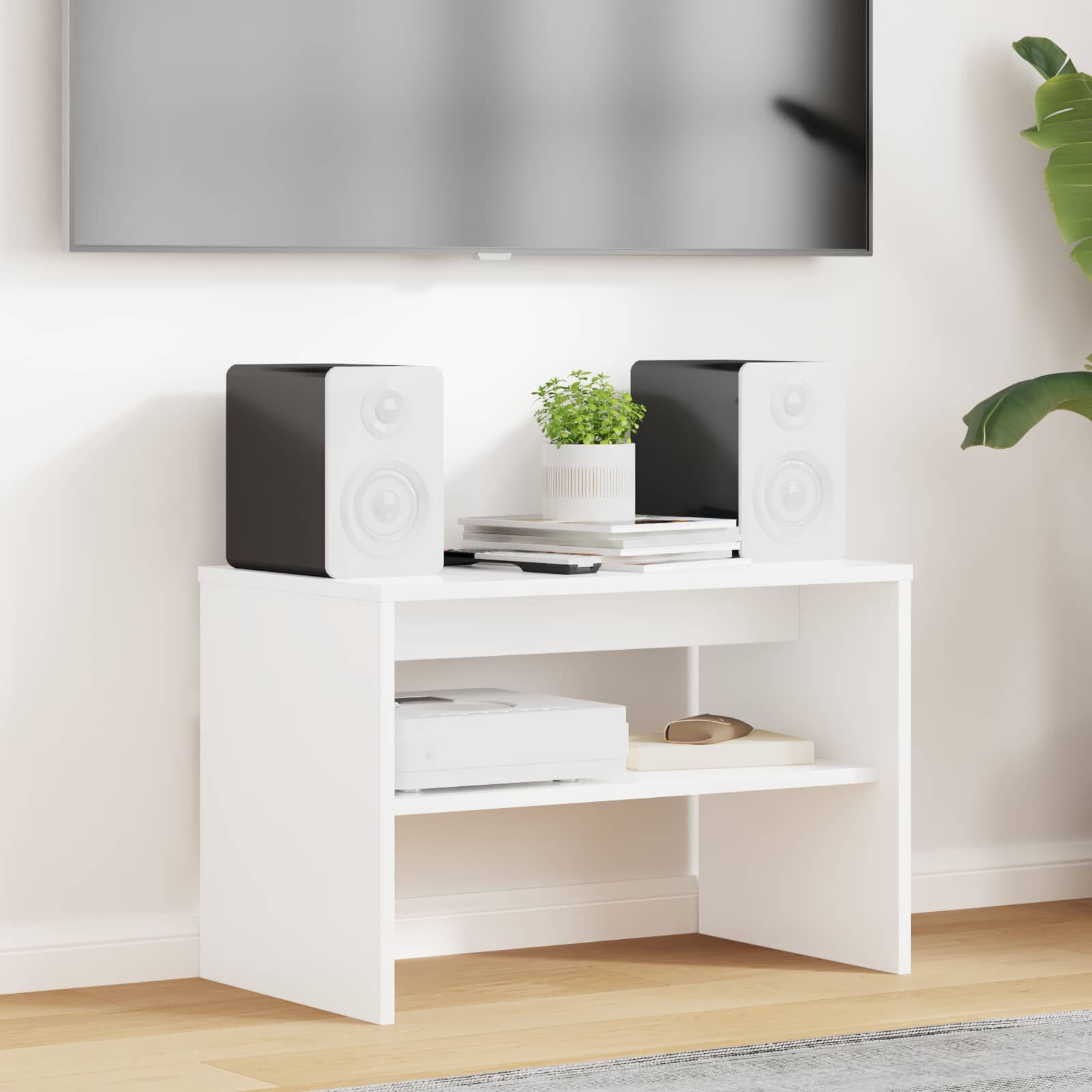 vidaXL ТВ шкаф 60 x 35 x 40 см Бяло Инженерна дървесина