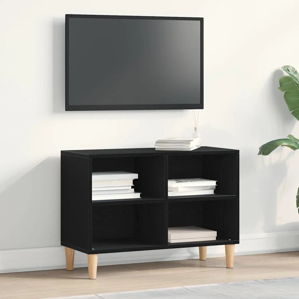 vidaXL ТВ шкаф 695 x 30 x 50 см Черния дъб Инженерна дървесина