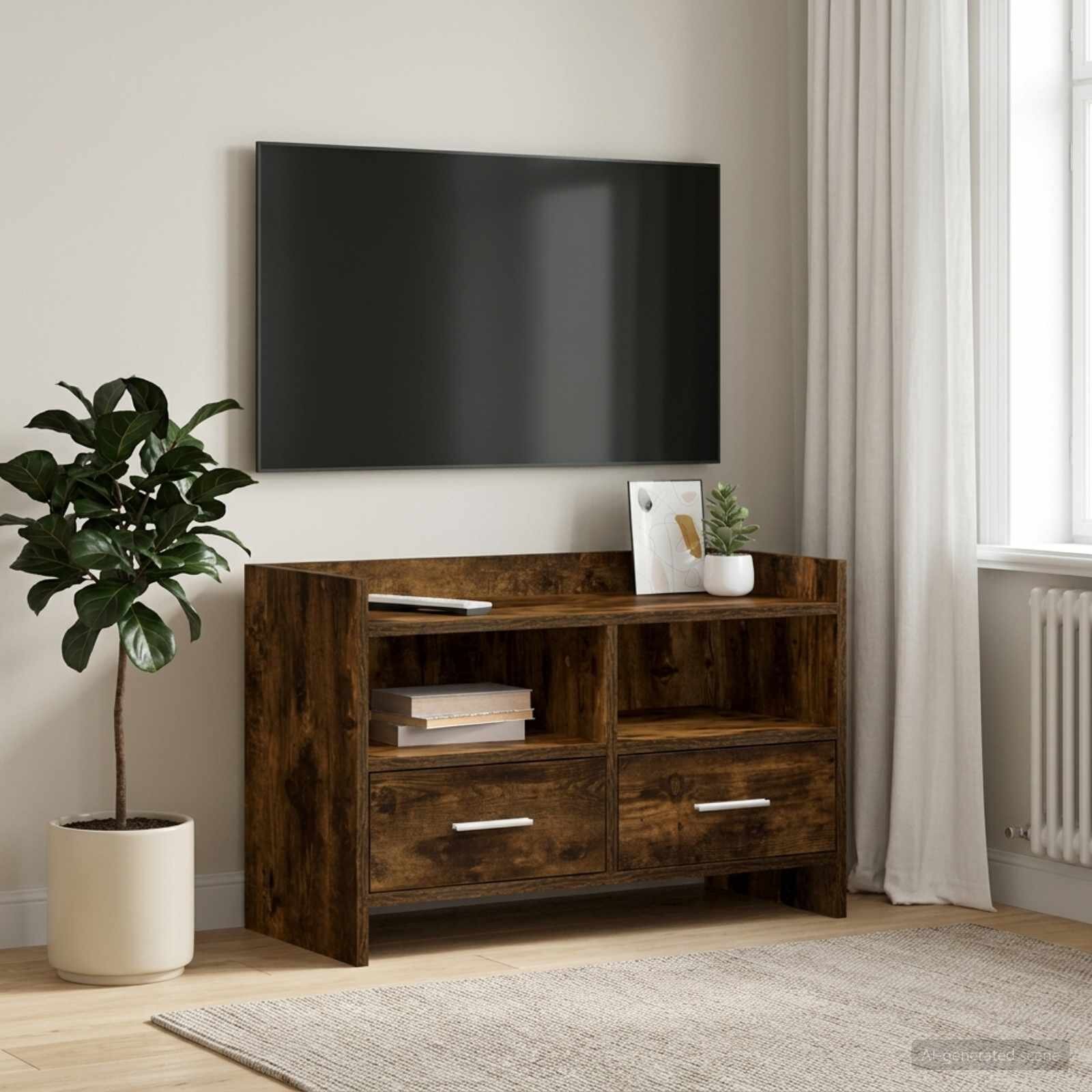 vidaXL ТВ шкаф 715 x 33 x 47 см Опушен дъб Инженерна дървесина