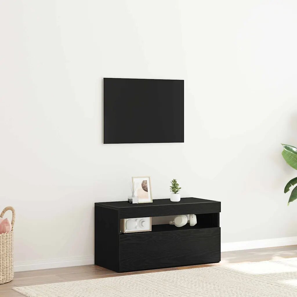 vidaXL ТВ шкаф 75 x 35 x 40 см Черния дъб Инженерна дървесина