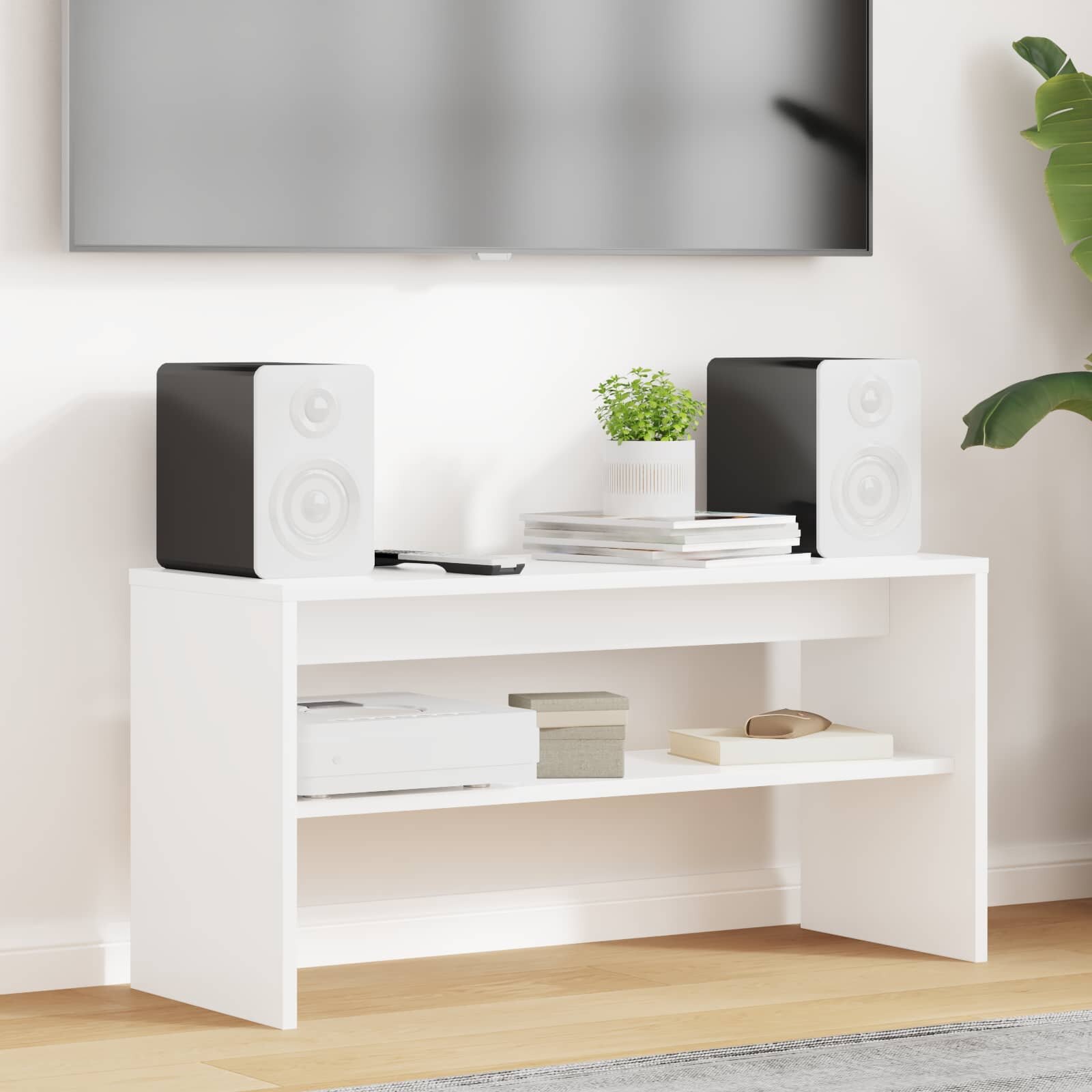 vidaXL ТВ шкаф 80 х 30 х 40 см Бяло Инженерна дървесина