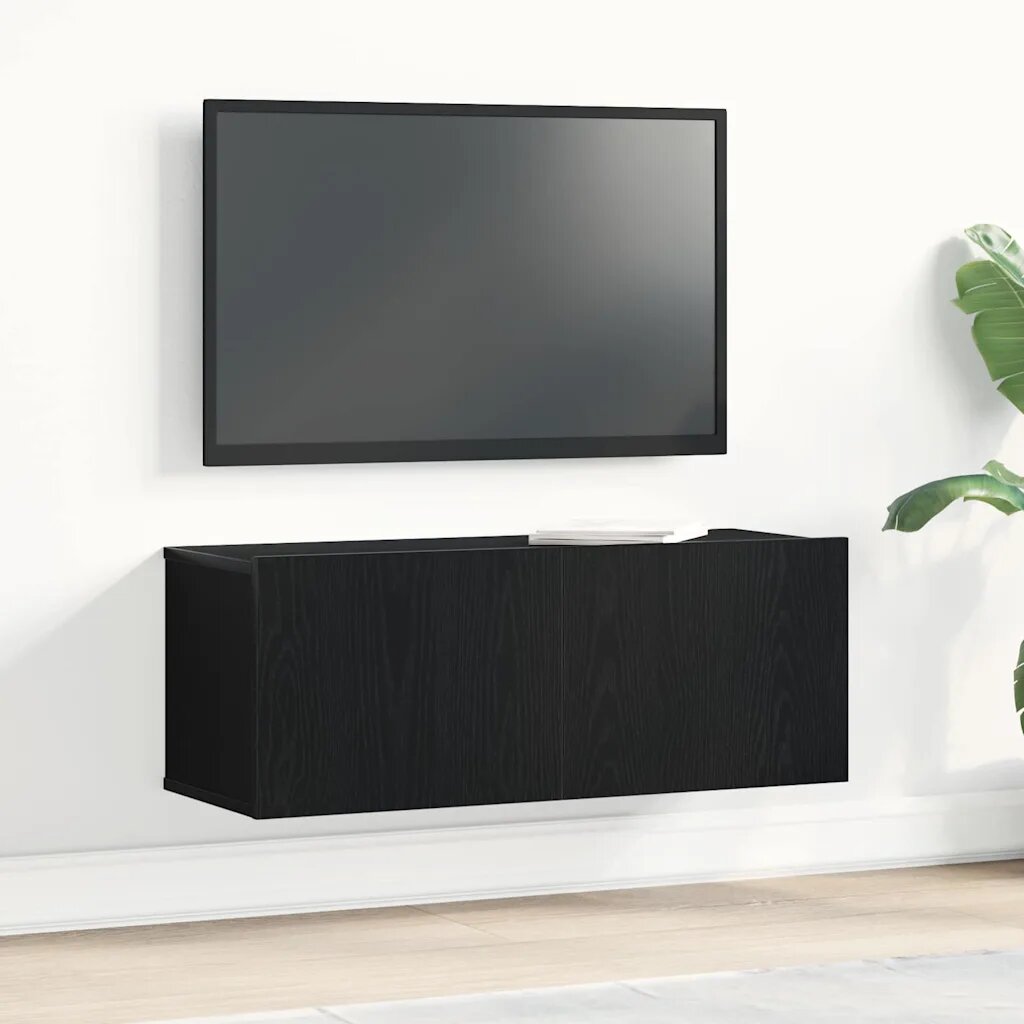 vidaXL ТВ шкаф 80 x 30 x 30 см Черния дъб Инженерна дървесина