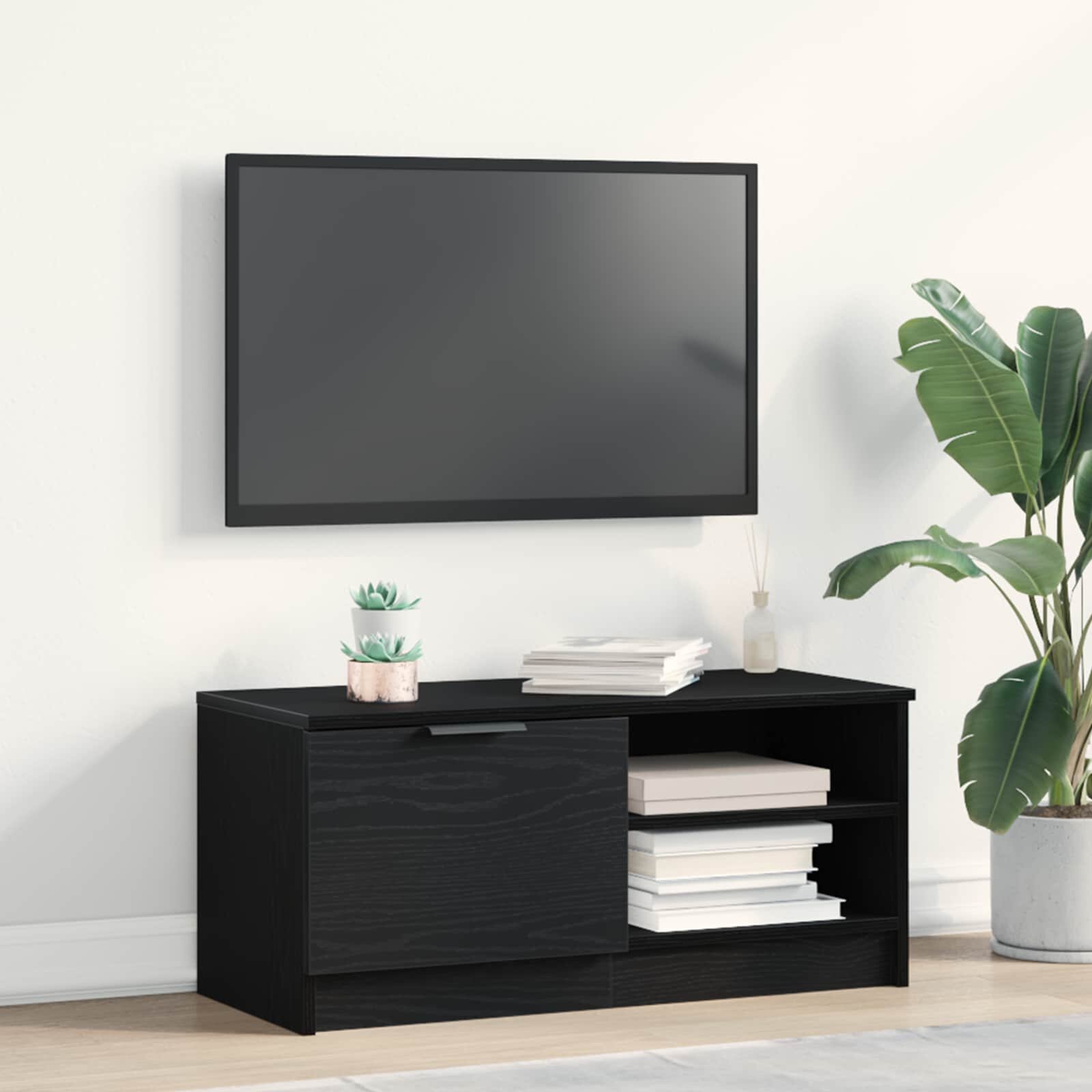 vidaXL ТВ шкаф 80 x 35 x 365 cm Черния дъб Инженерна дървесина