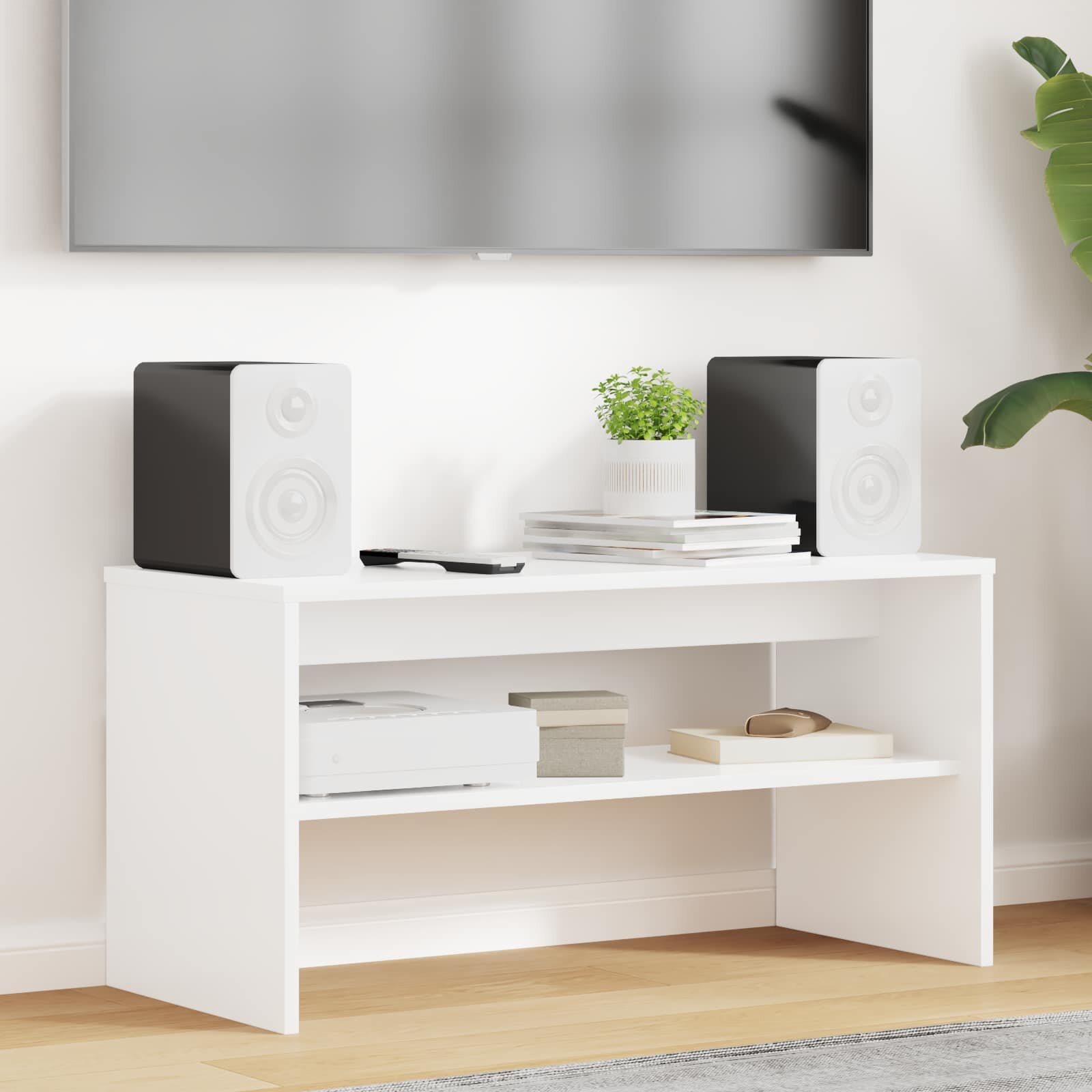 vidaXL ТВ шкаф 80 x 35 x 40 см Бяло Инженерна дървесина