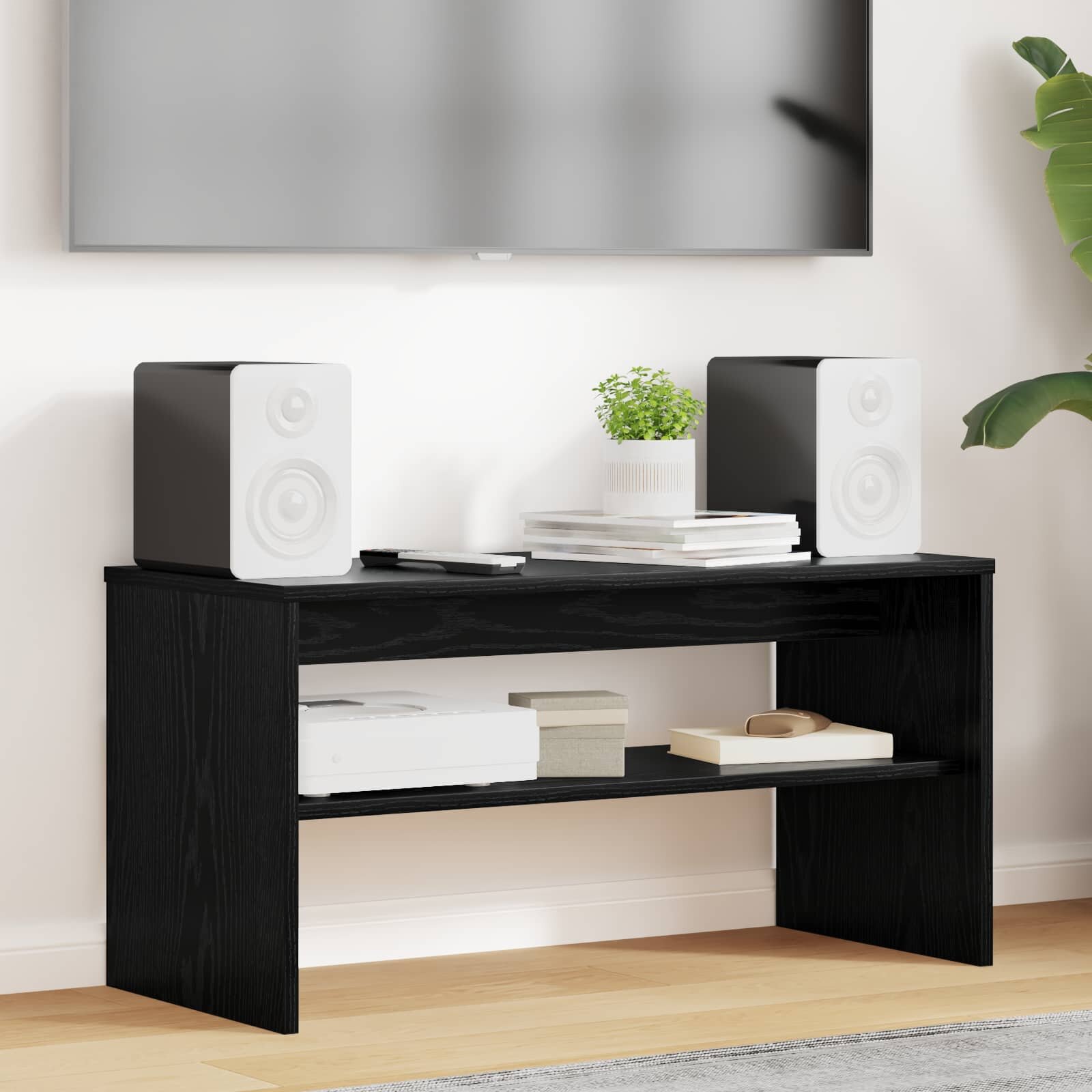 vidaXL ТВ шкаф 80 x 35 x 40 см Черния дъб Инженерна дървесина