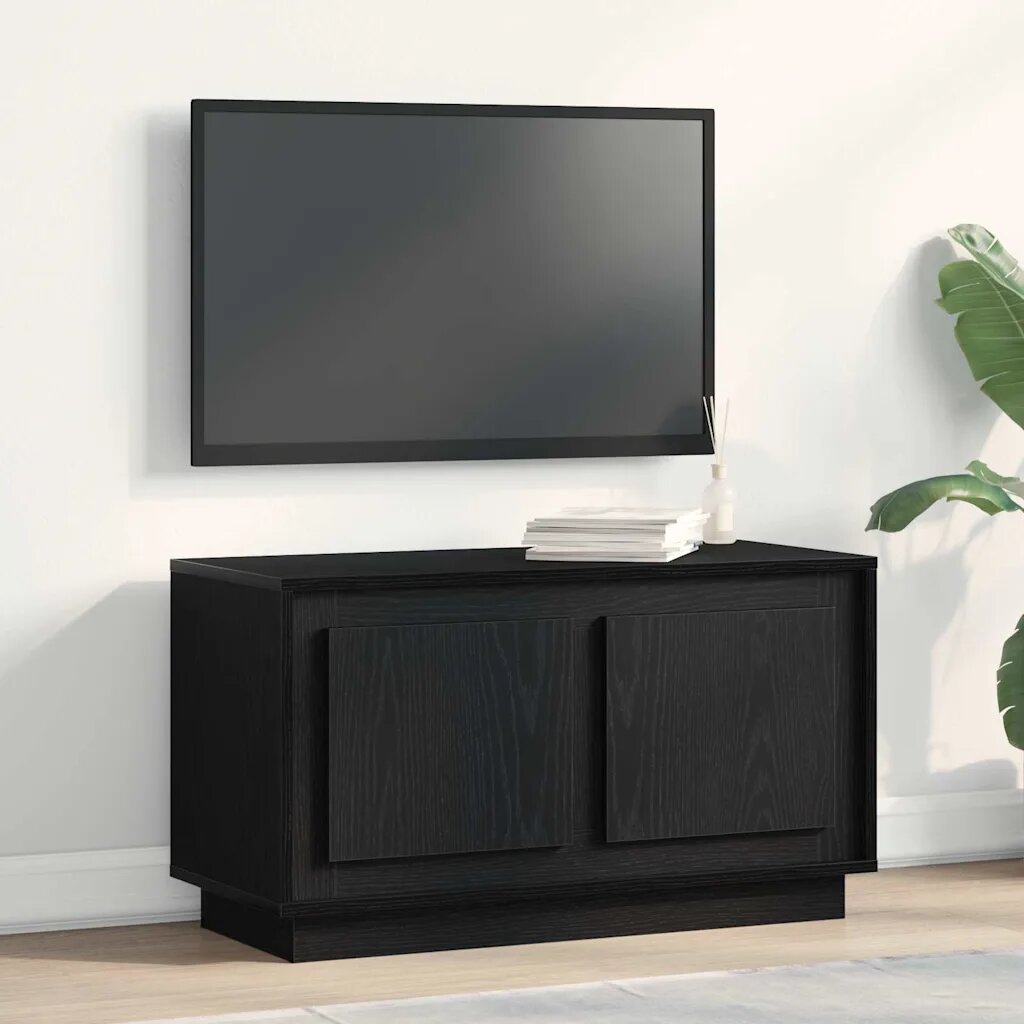 vidaXL ТВ шкаф 80 x 35 x 45 cm Черен дъб Инженерна дървесина