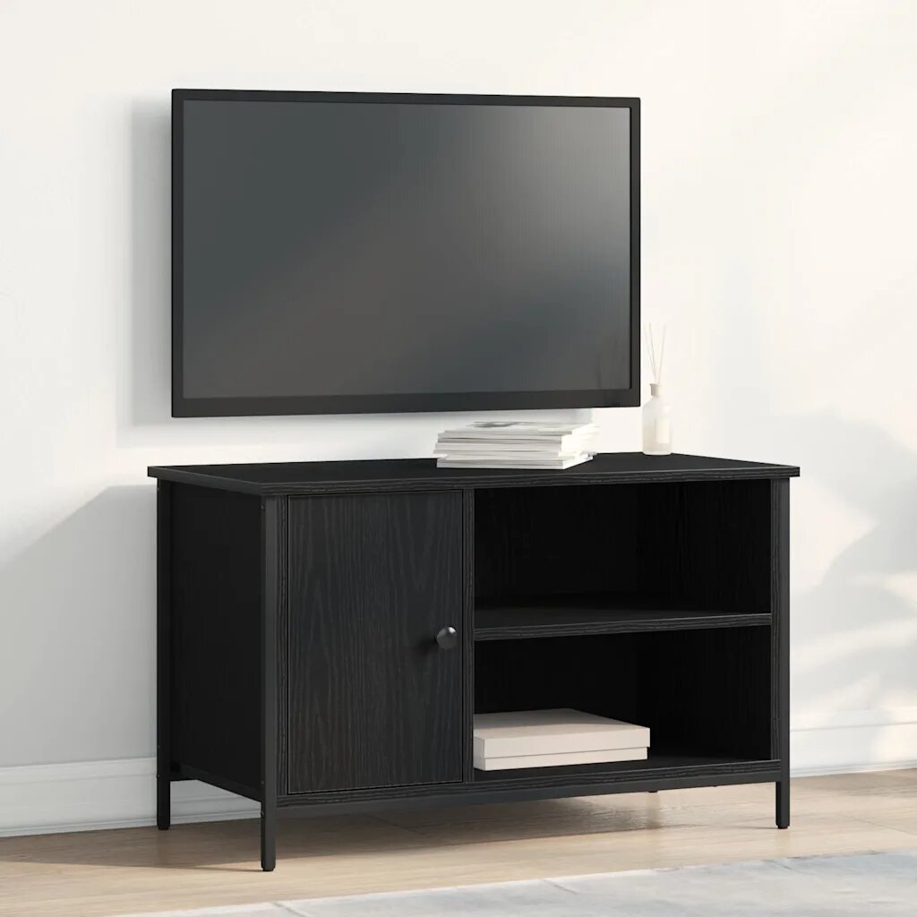 vidaXL ТВ шкаф 80 x 40 x 50 cm Черен дъб Инженерна дървесина