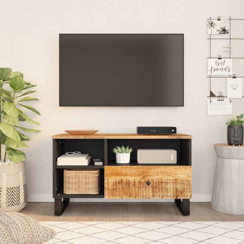 vidaXL ТВ шкаф 80x33x46 см масивно мангово и инженерно дърво