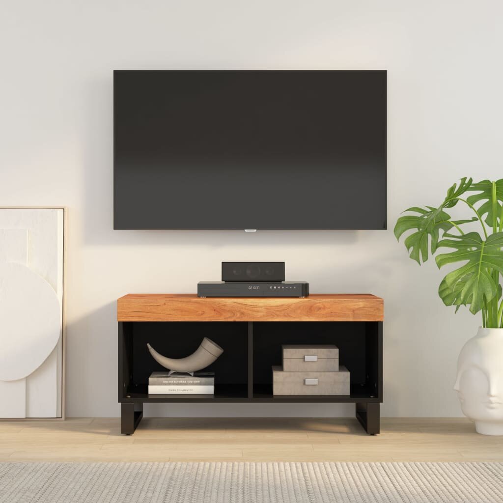 vidaXL ТВ шкаф 85x33x435 см масивно акациево дърво