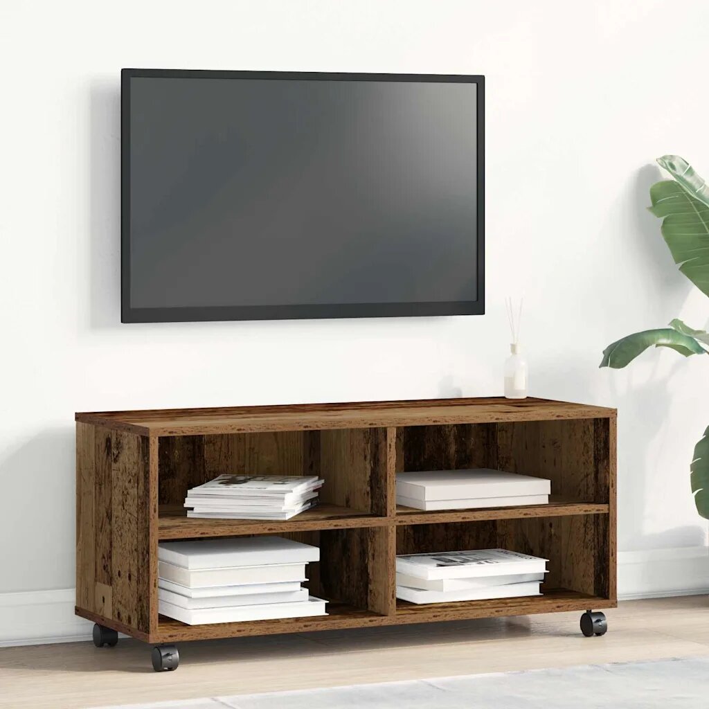 vidaXL ТВ шкаф 90 x 35 x 40.5 см Кафяво Инженерна дървесина