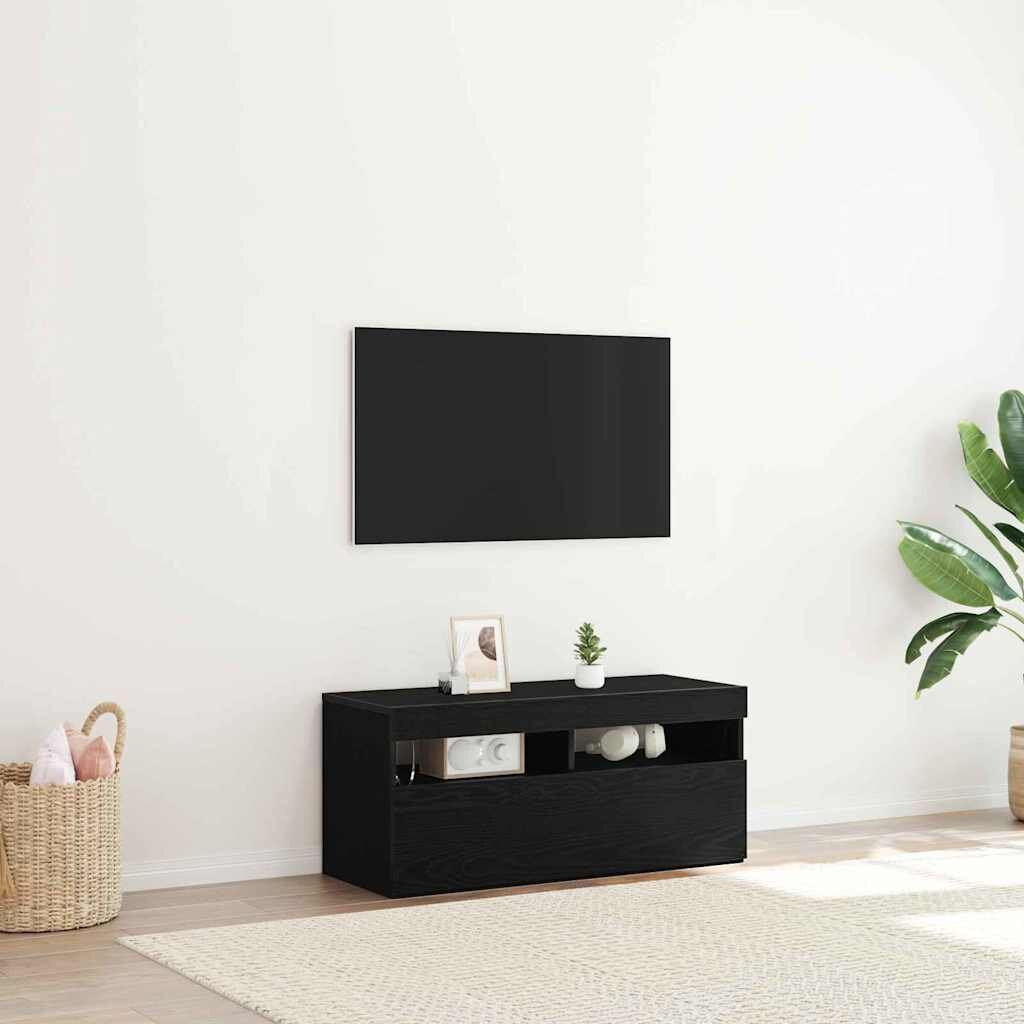 vidaXL ТВ шкаф 90 x 35 x 40 см Черния дъб Инженерна дървесина