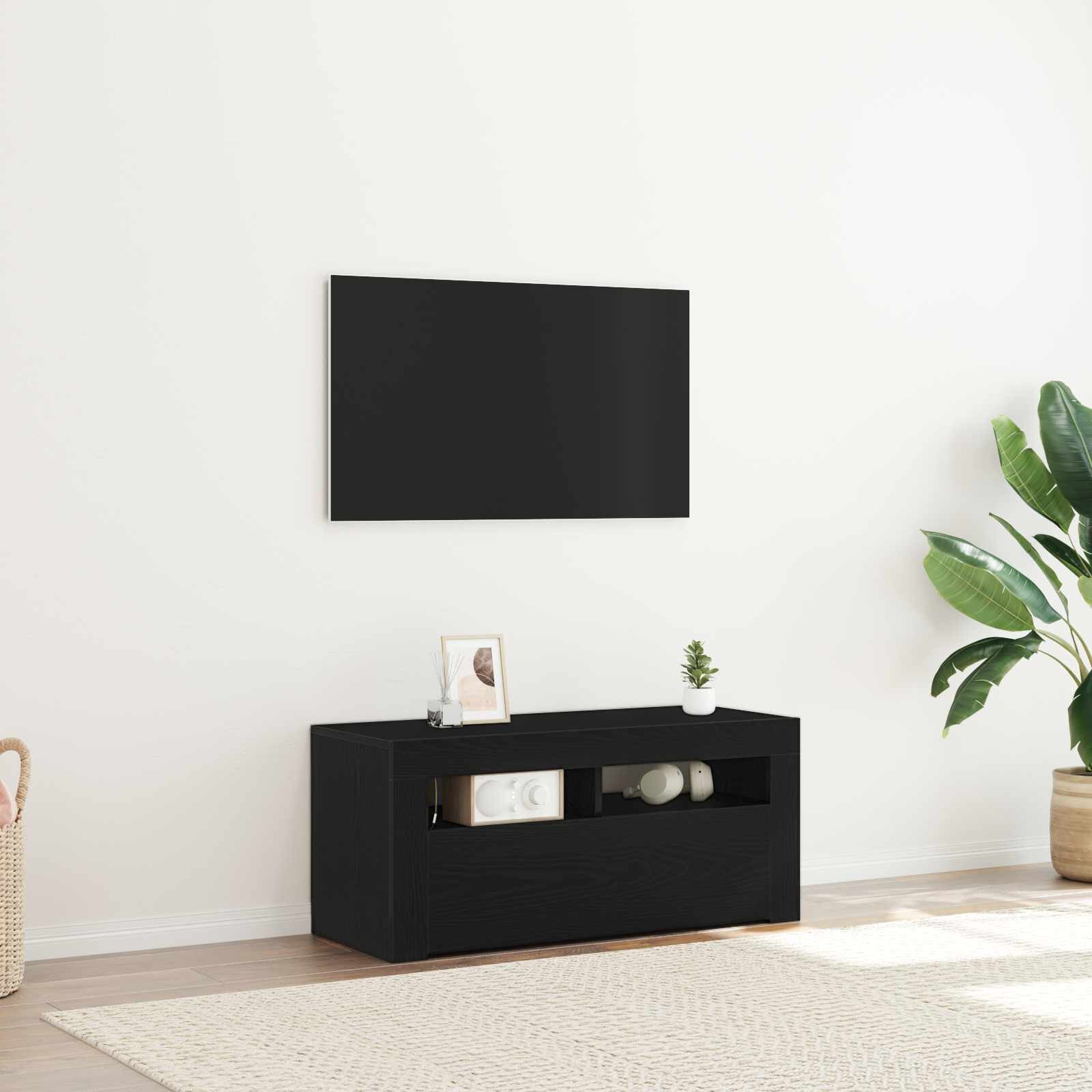 vidaXL ТВ шкаф 90 x 35 x 40 см Черния дъб Инженерна дървесина
