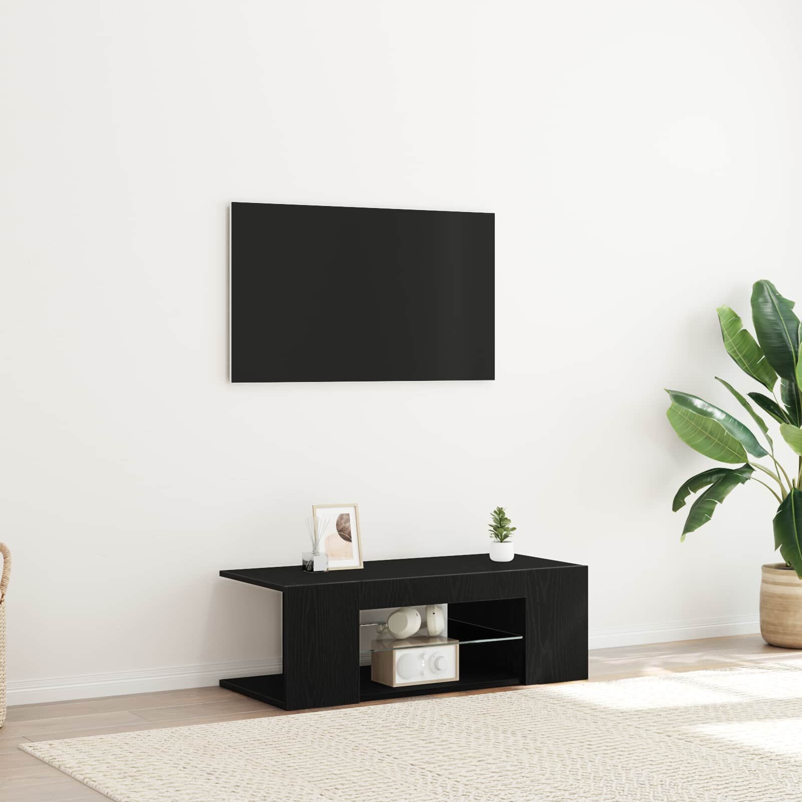 vidaXL ТВ шкаф 90 x 39 x 30 см Черния дъб Инженерна дървесина