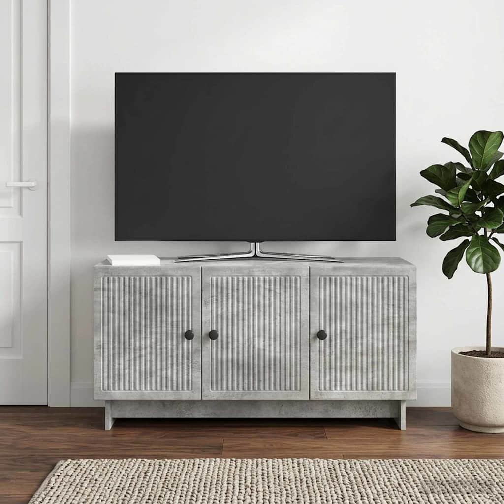 vidaXL ТВ шкаф 99 x 345 x 50 см Бетонно сиво Инженерна дървесина