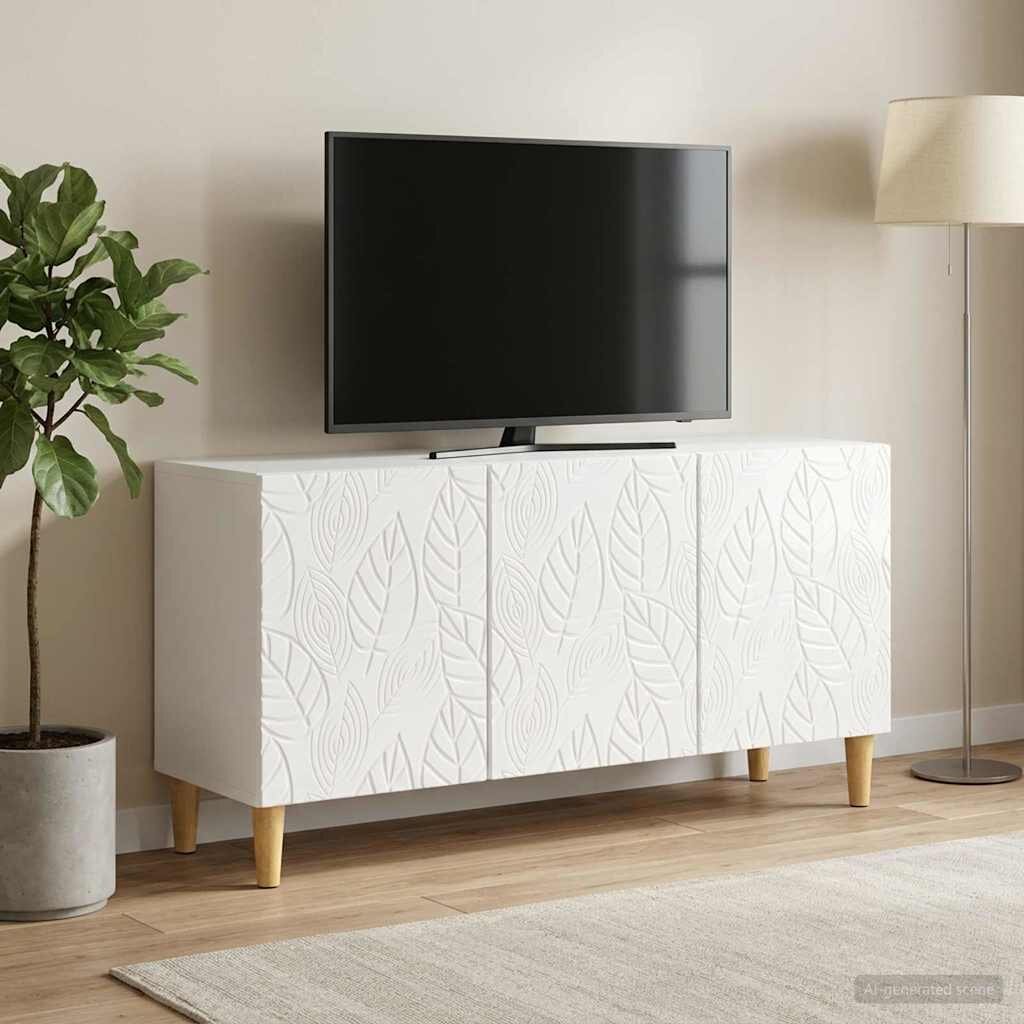 vidaXL ТВ шкаф 99 x 345 x 50 см Бял гланц Инженерна дървесина