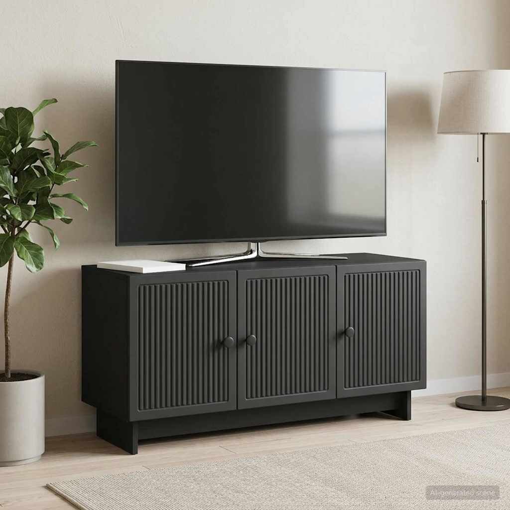 vidaXL ТВ шкаф 99 x 345 x 50 см Черно Инженерна дървесина