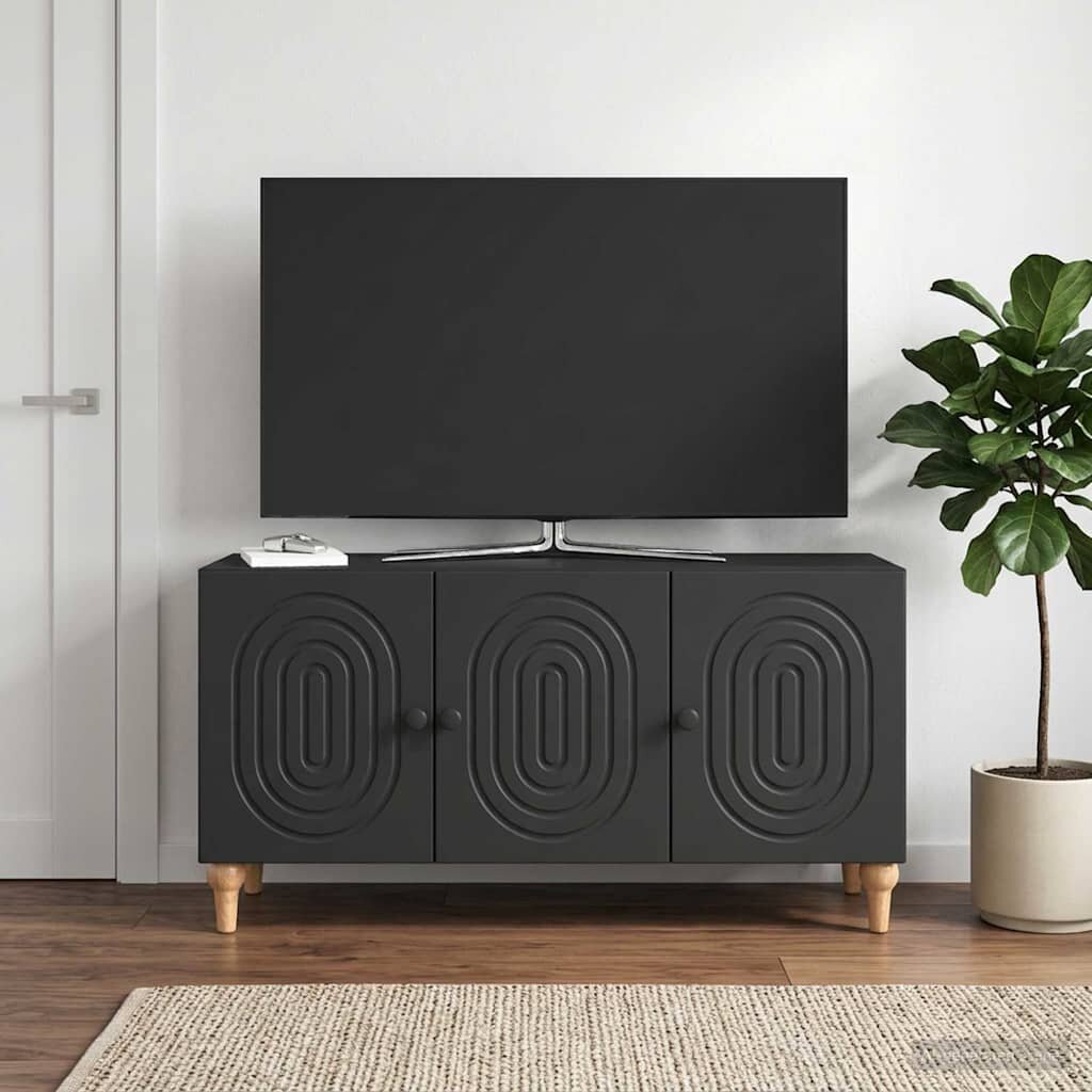 vidaXL ТВ шкаф 99 x 345 x 50 см Черно Инженерна дървесина