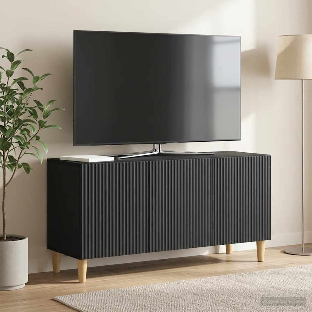 vidaXL ТВ шкаф 99 x 345 x 50 см Черно Инженерна дървесина