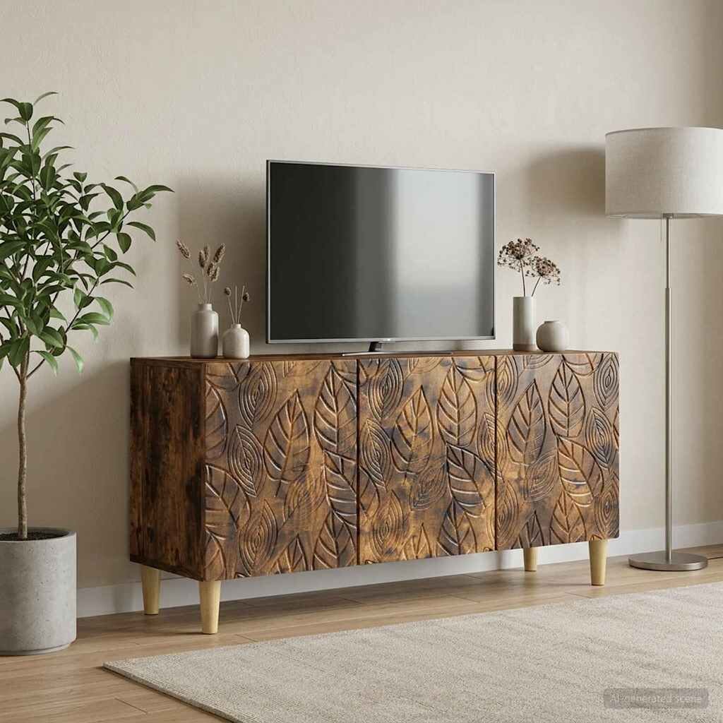 vidaXL ТВ шкаф 99 x 345 x 50 см Опушен дъб Инженерна дървесина
