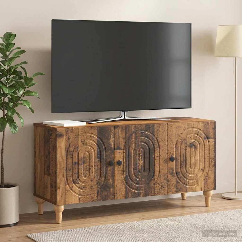 vidaXL ТВ шкаф 99 x 345 x 50 см Старо дърво Инженерна дървесина